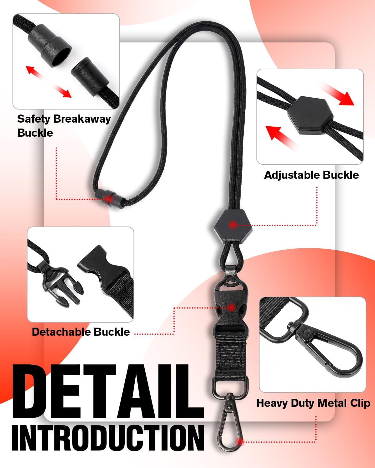 PORTACÉDULA CON LANYARD DE SEGURIDAD KINGRUNNING PARA 5 TARJETAS - 2