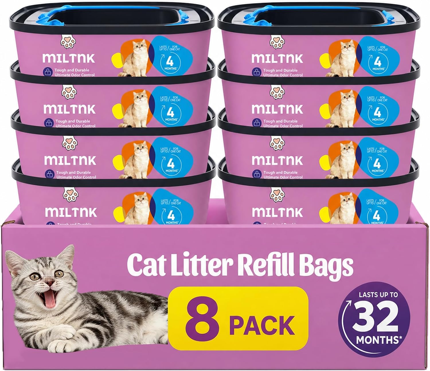 BOLSAS DE REPUESTO PARA ARENERO DE GATOS MILTNK 8 PACK 184 PIES - 1