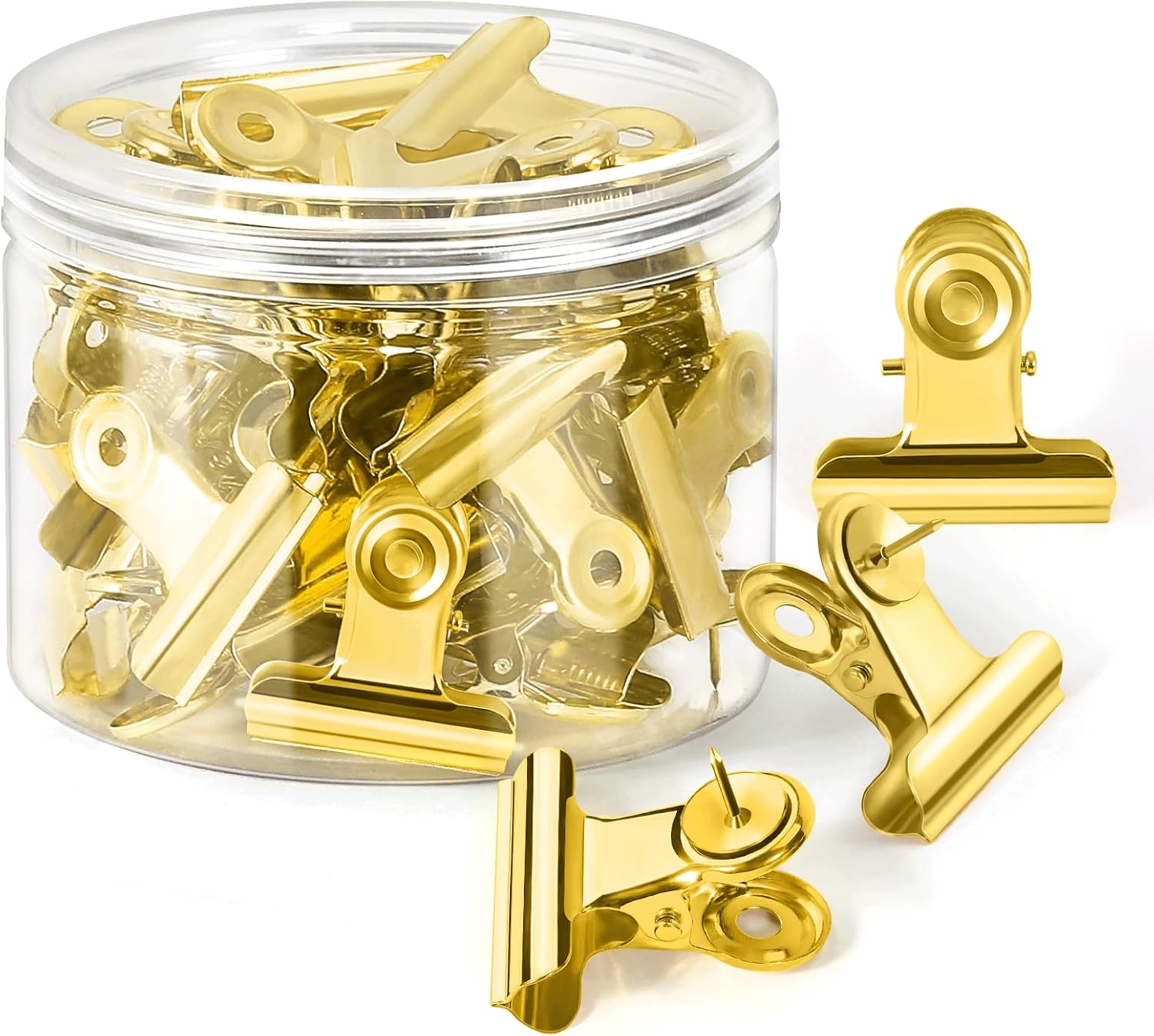 TIJERAS GOOLADA CLIPS BULLDOG DORADO 60 PIEZAS - 1