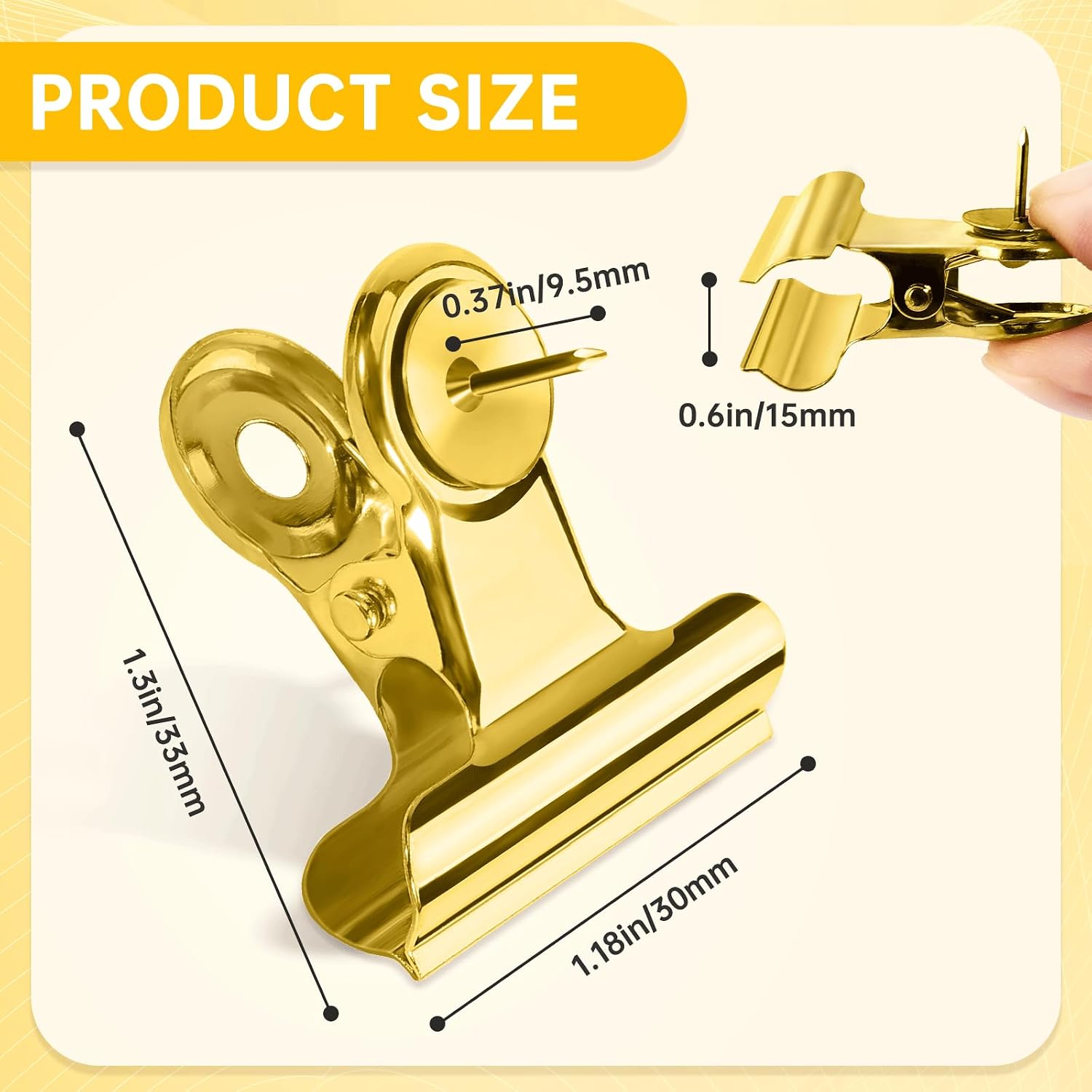 TIJERAS GOOLADA CLIPS BULLDOG DORADO 60 PIEZAS - 2