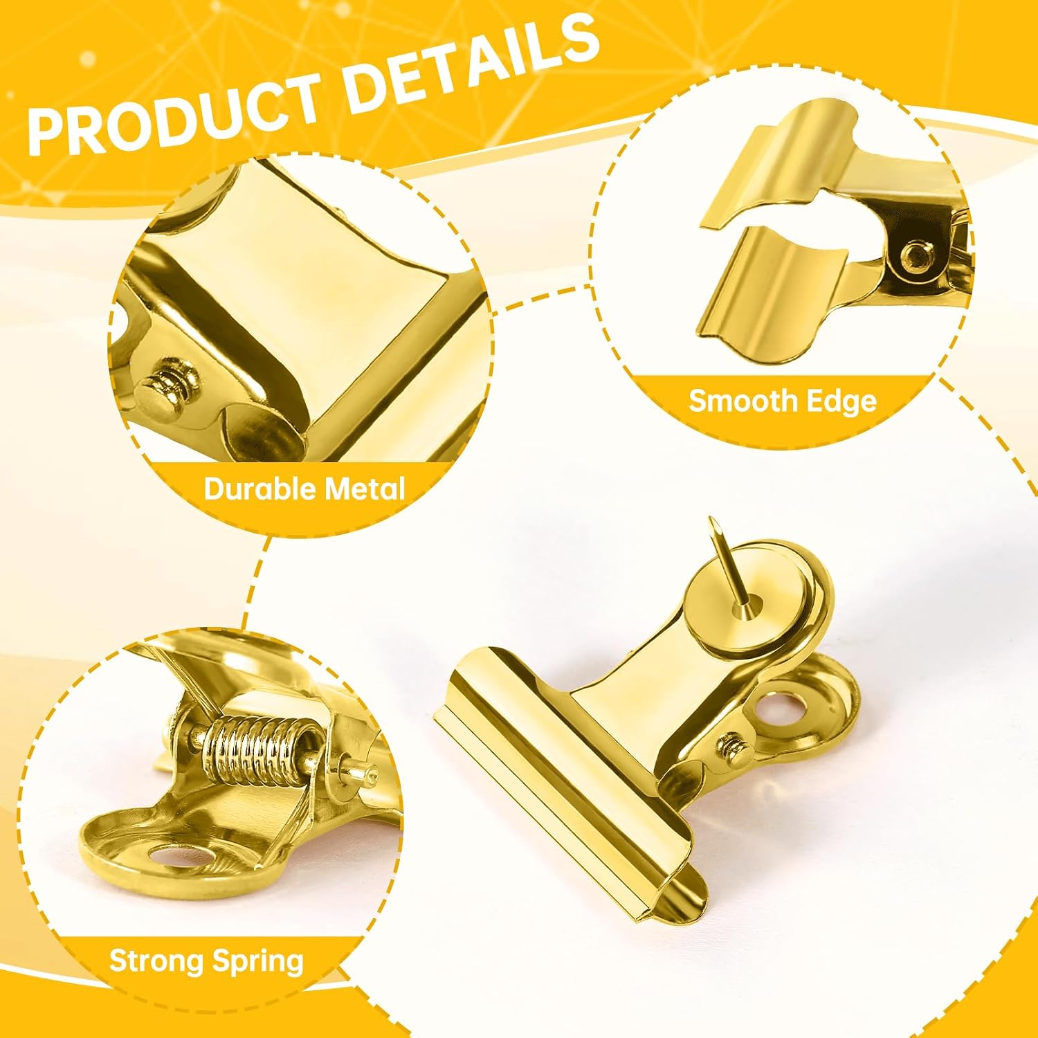TIJERAS GOOLADA CLIPS BULLDOG DORADO 60 PIEZAS - 5