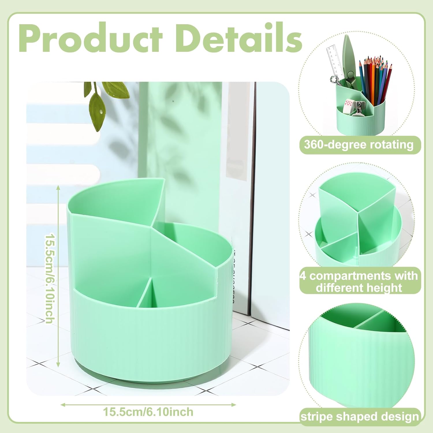 SET DE ACCESORIOS DE ESCRITORIO MARSPARK VERDE SALVIA 12 PIEZAS - 2