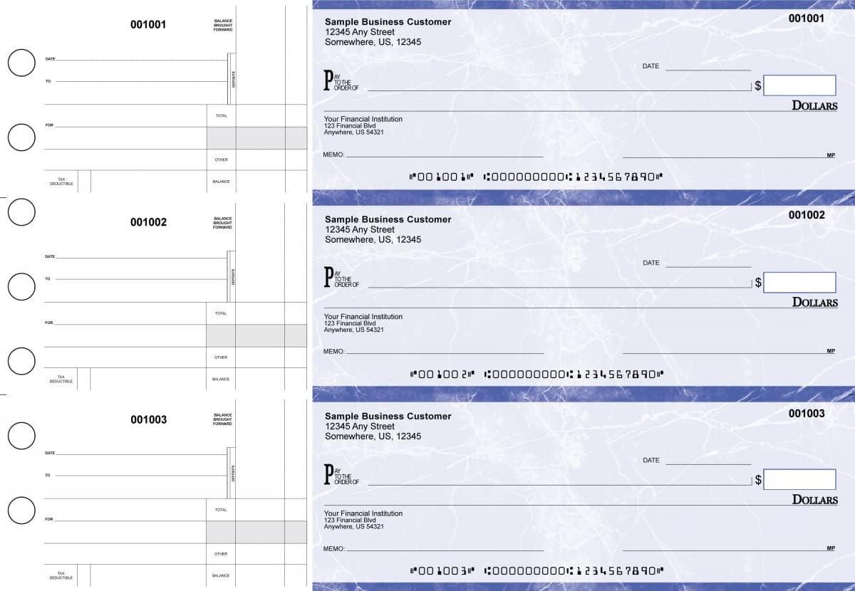 CHEQUERA ABC MANUAL CHECKS 3 EN PÁGINA CON TALÓN AZUL 1000 CHEQUES - 1