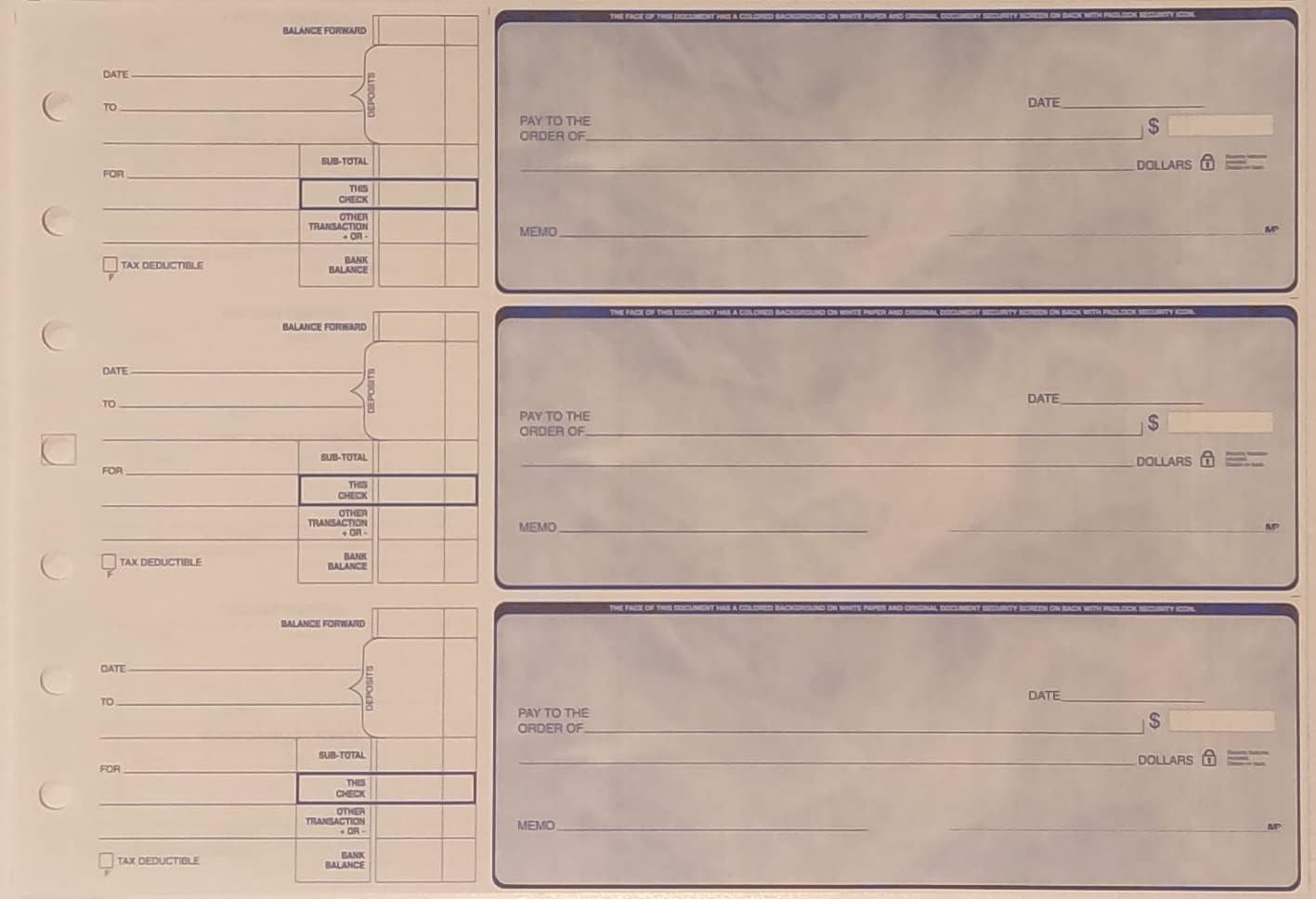 CHEQUERA ABC MANUAL CHECKS 3 EN PÁGINA CON TALÓN AZUL 1000 CHEQUES - 3