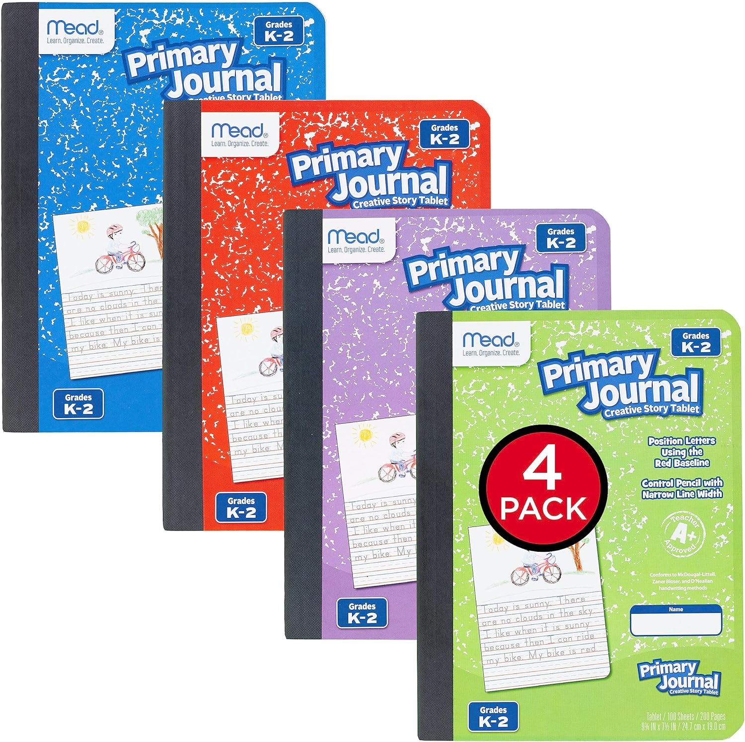 CUADERNO MEAD PRIMARY JOURNAL COMPOSICIÓN 7.5' X 9.75' GRADOS K-2 PACK 4 COLORES - 1