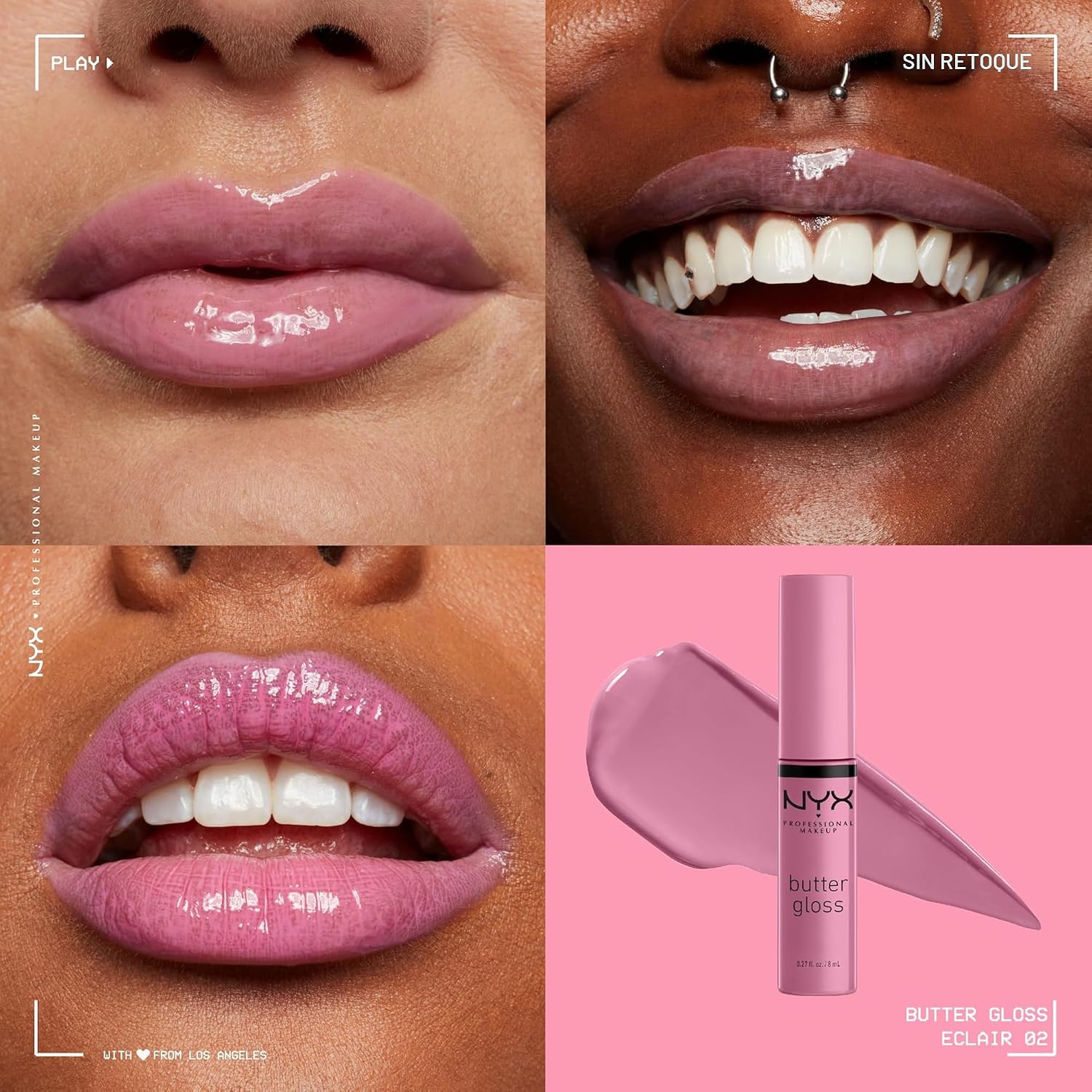 GLOSS DE LABIOS NYX PROFESSIONAL MAKEUP BUTTER GLOSS ECLAIR ROSA - 3