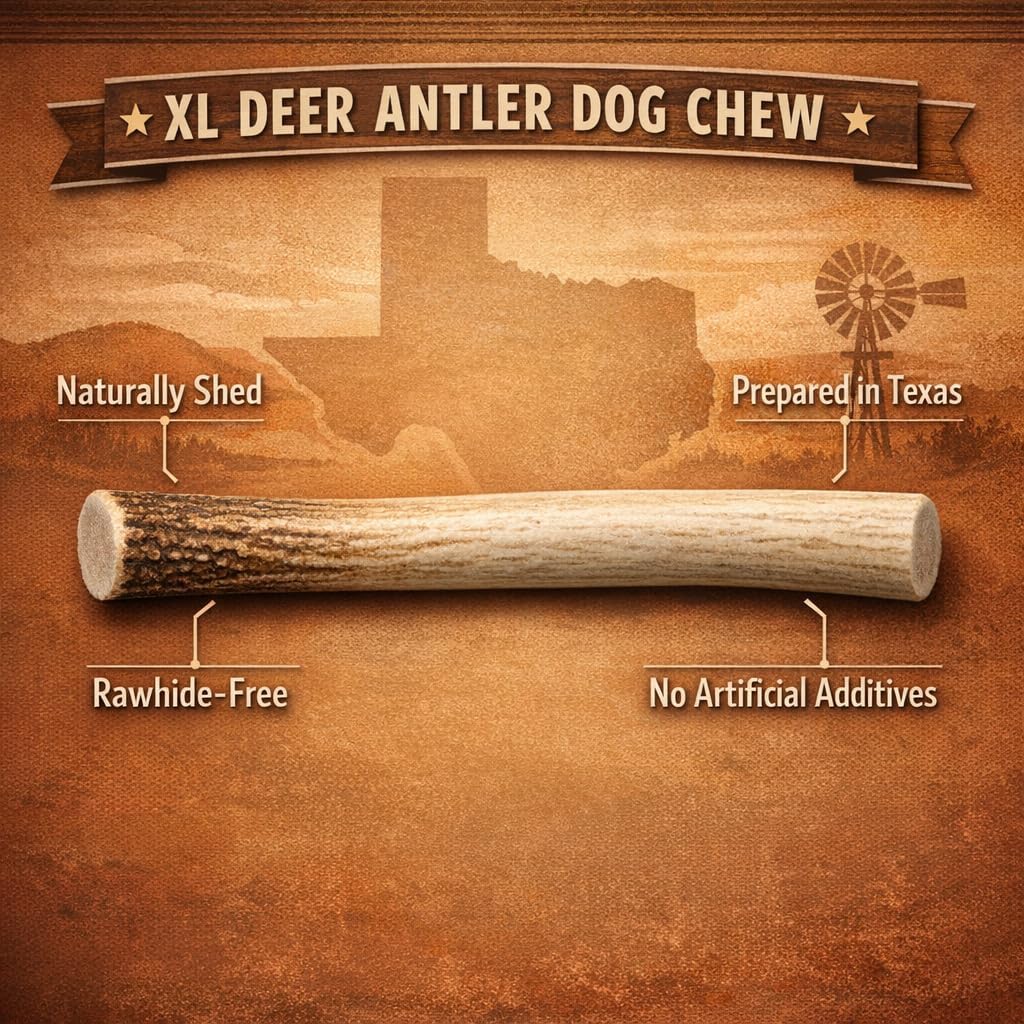 MASTICABLE DE ASTA DE VENADO XL PARA PERROS GRANDES, 6-8 PULGADAS - 4