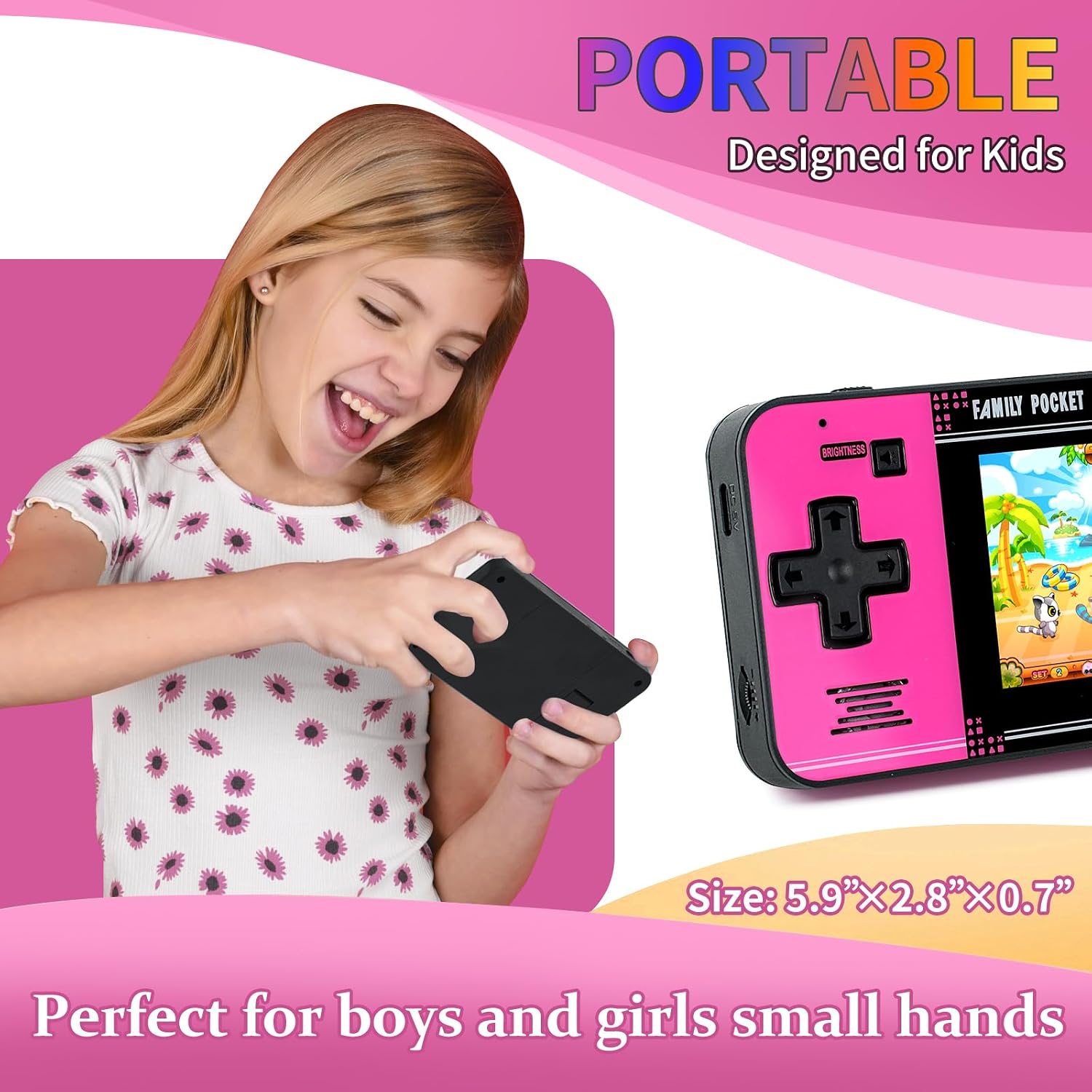 CONSOLA PORTÁTIL WELLST·G P30S 220 JUEGOS RETRO PANTALLA 3.0' NEGRO Y ROSA - 4