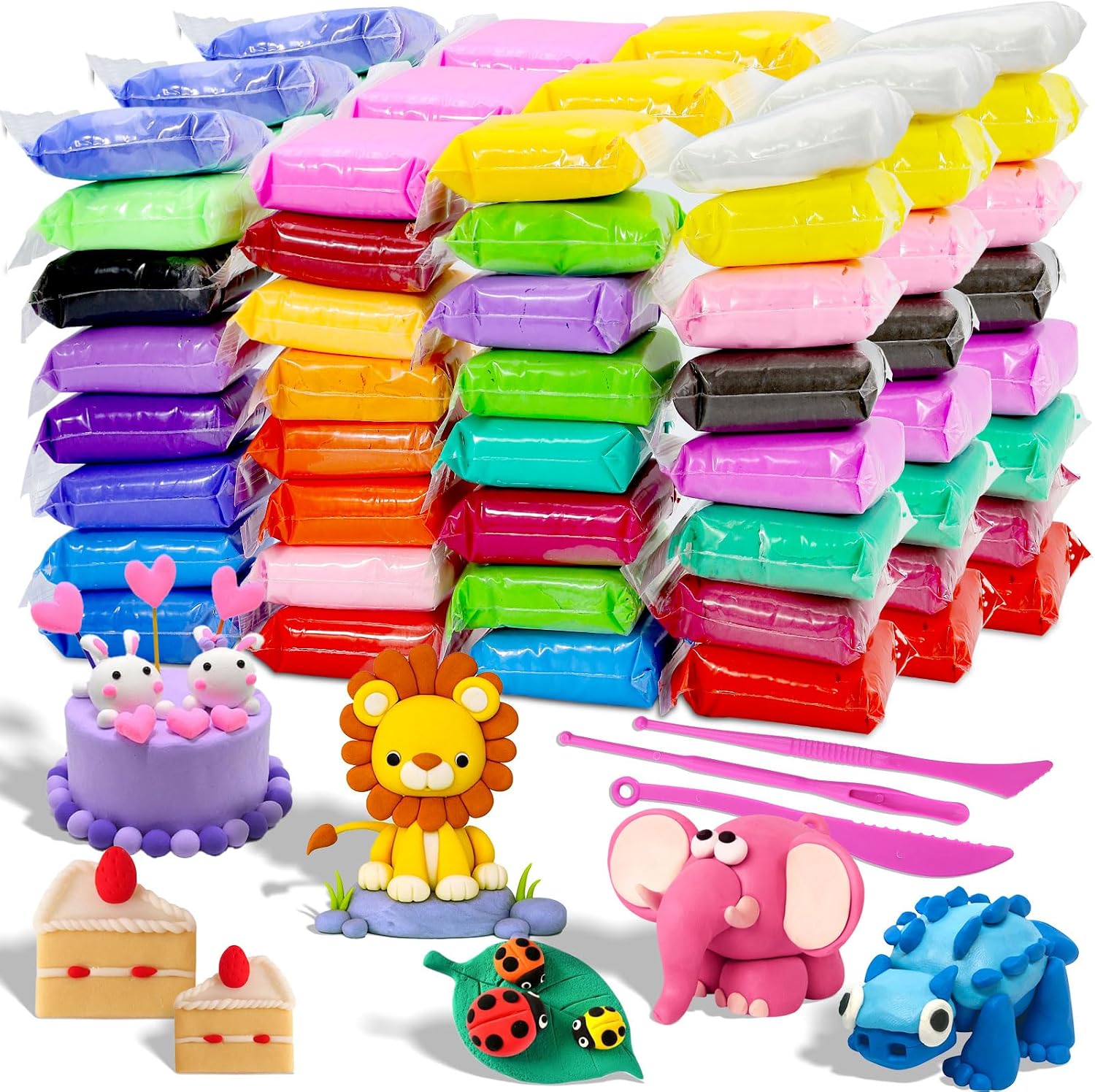 KIT DE PLASTILINA AL AIRE MUSELUXE 96 PIEZAS CON HERRAMIENTAS DE MODELADO - 1