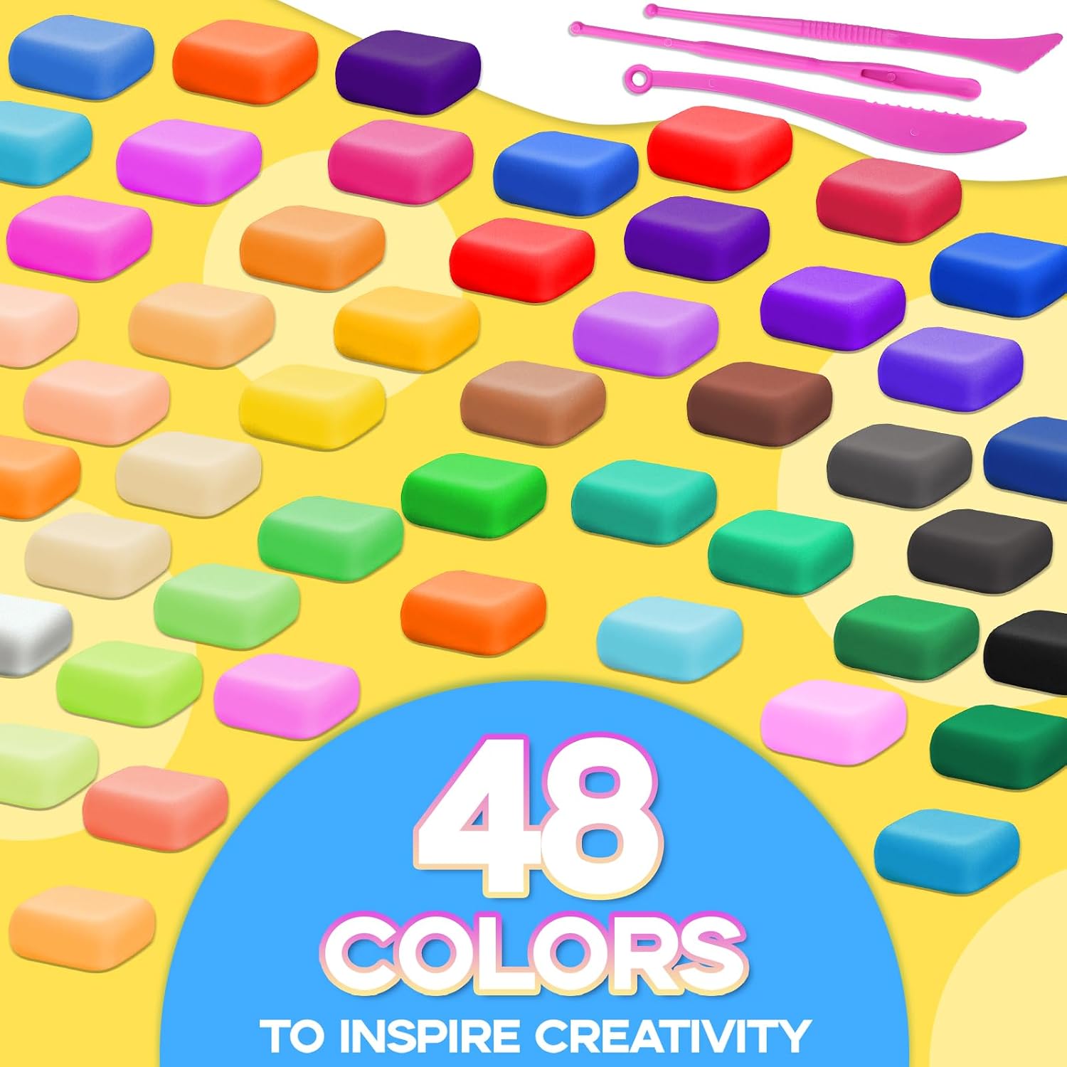PLASTILINA PARA MODELAR MUSELUXE AIR DRY CLAY 48 COLORES CON HERRAMIENTAS - 2