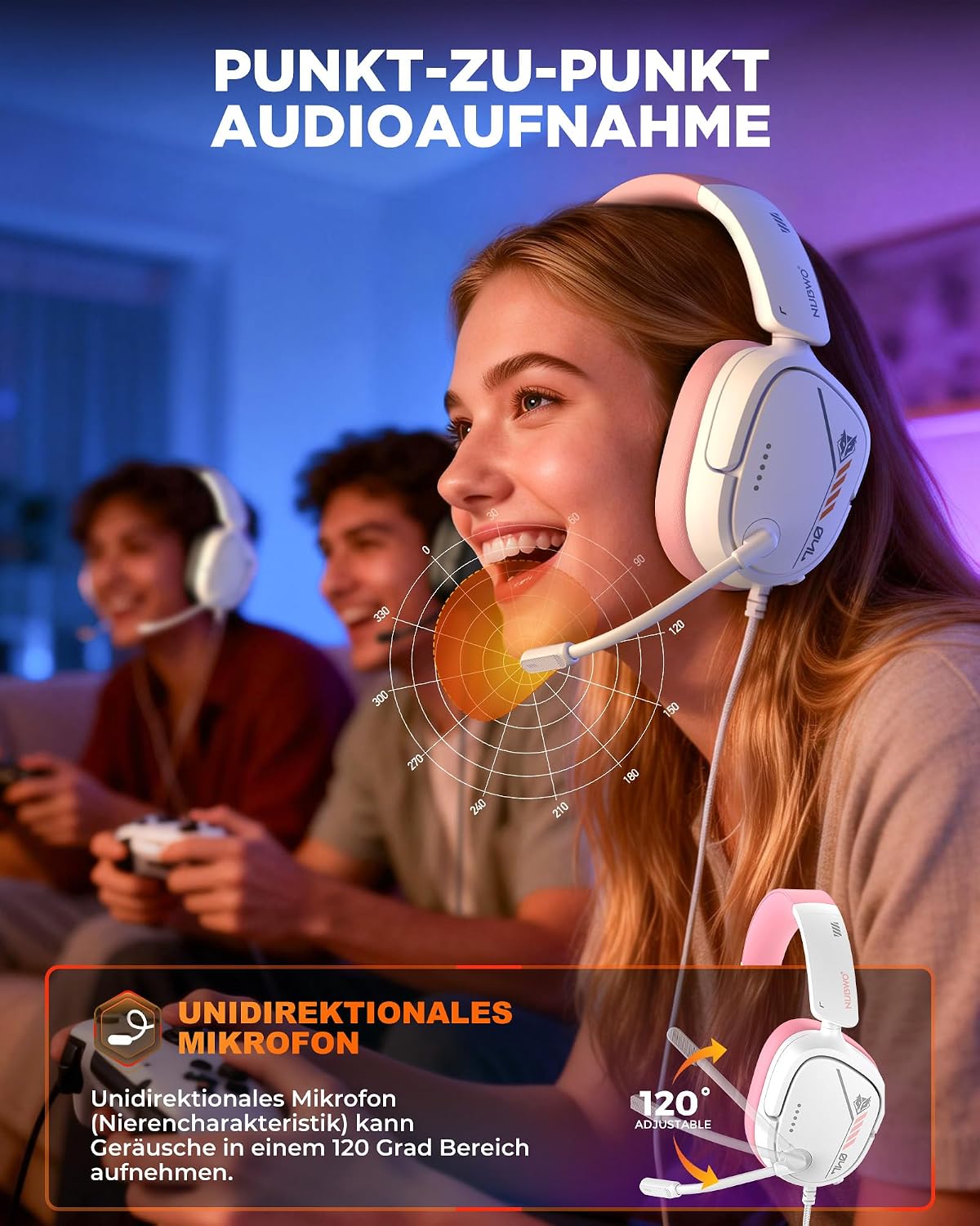 AUDÍFONO GAMING NUBWO HG04L PARA PS5/PS4/XBOX SERIES X|S/SWITCH ROSA - 3
