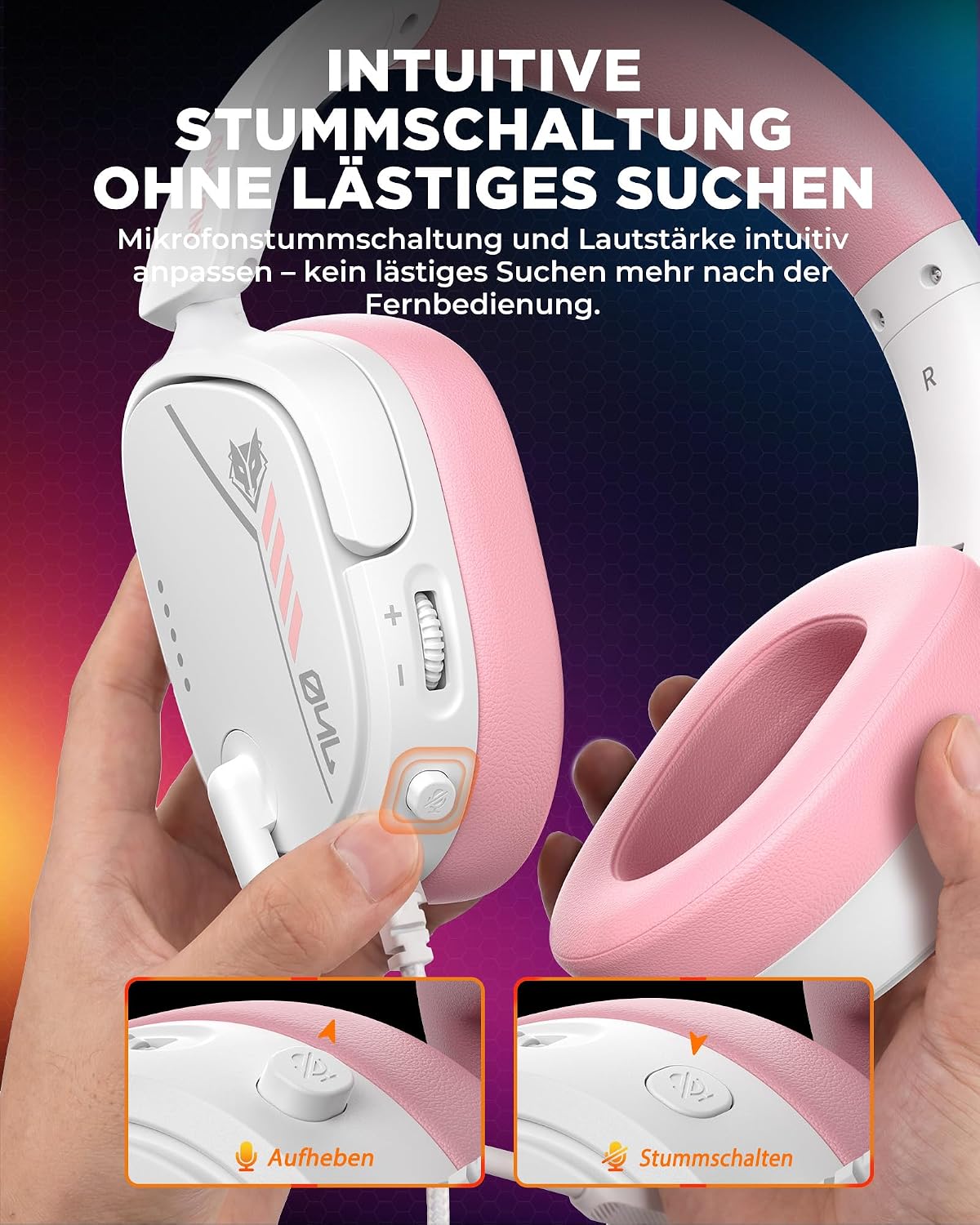 AUDÍFONO GAMING NUBWO HG04L PARA PS5/PS4/XBOX SERIES X|S/SWITCH ROSA - 5