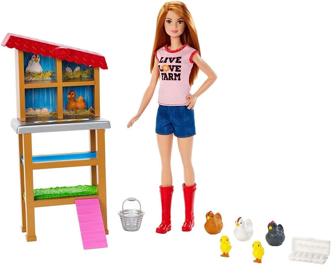 MUÑECA BARBIE GRANJERA PELIRROJA CON SET DE GALLINERO Y ACCESORIOS - 4