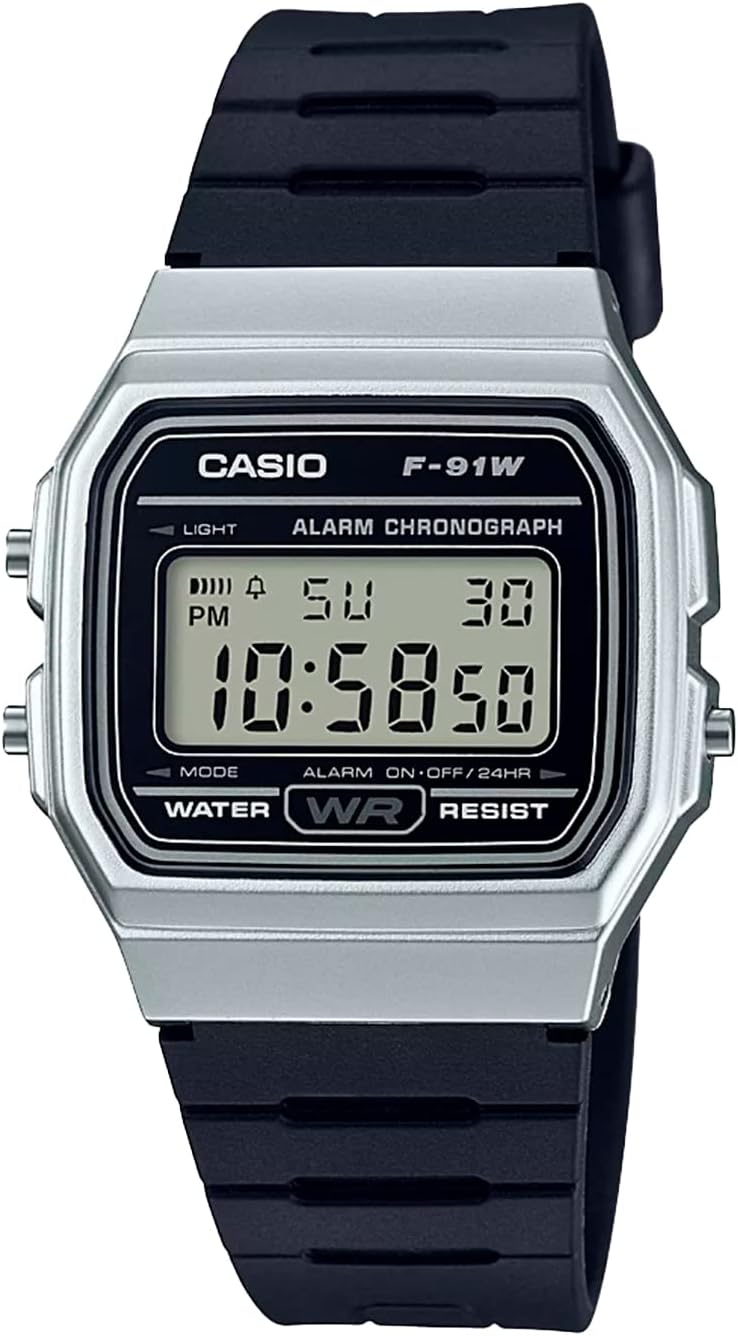 RELOJ CASIO F91W DIGITAL WATER RESISTANT LED LIGHT NEGRO - 1
