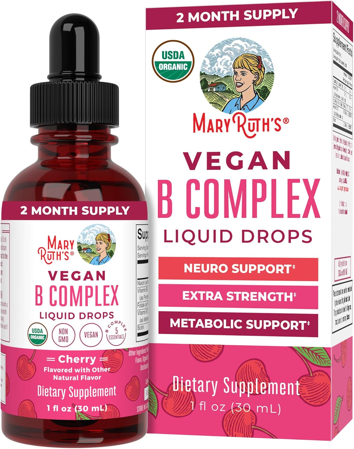 VITAMINAS COMPLEJO B ORGÁNICO MARYRUTH'S CON BIOTINA, B12, NIACINA Y ÁCIDO FÓLICO - 1