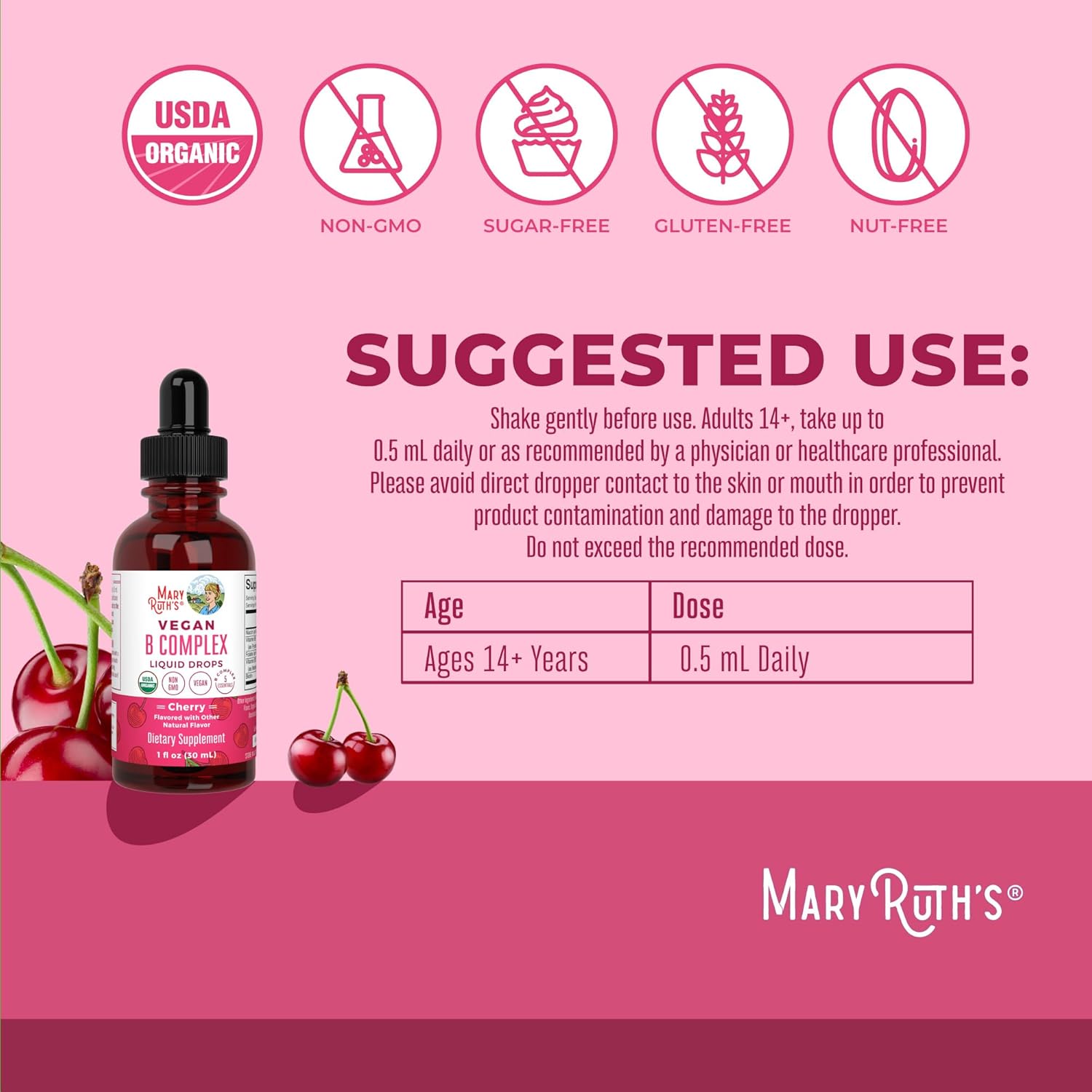 VITAMINAS COMPLEJO B ORGÁNICO MARYRUTH'S CON BIOTINA, B12, NIACINA Y ÁCIDO FÓLICO - 3