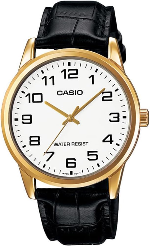 RELOJ CASIO MTP-V001GL-7B CUARZO NEGRO CORREA CUERO - 1