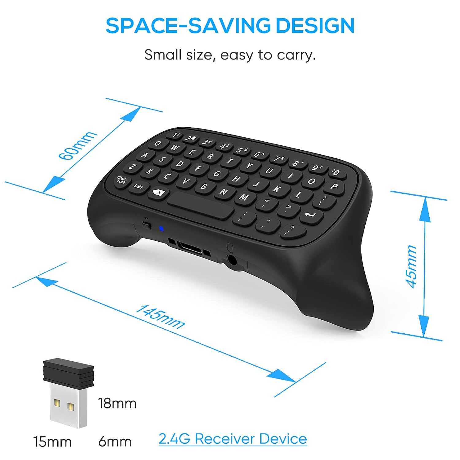 TECLADO FYOUNG PARA XBOX SERIES X/S CONTROLLER, QWERTY 2.4GHZ CON JACK DE AUDIO, NEGRO - 4