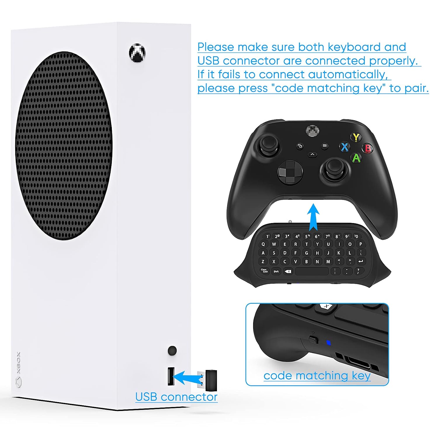 TECLADO FYOUNG PARA XBOX SERIES X/S CONTROLLER, QWERTY 2.4GHZ CON JACK DE AUDIO, NEGRO - 5