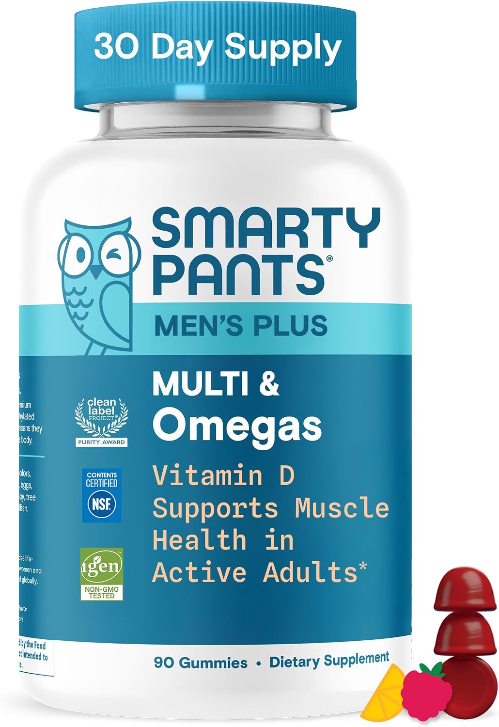 GOMITAS MULTIVITAMÍNICO SMARTYPANTS PARA HOMBRES CON VITAMINA D, C, OMEGA 3 Y ZINC, 90 UNIDADES - 1