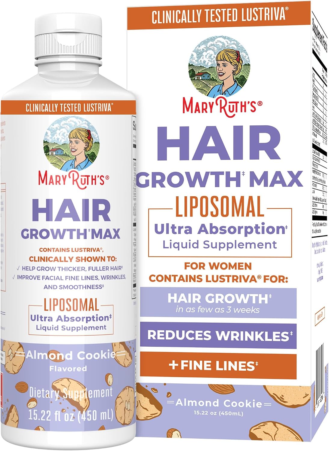 VITAMINA HAIR GROWTH MAX LIPOSOMAL BIOTINA 10000MCG MARYRUTH'S 15.22OZ - 1
