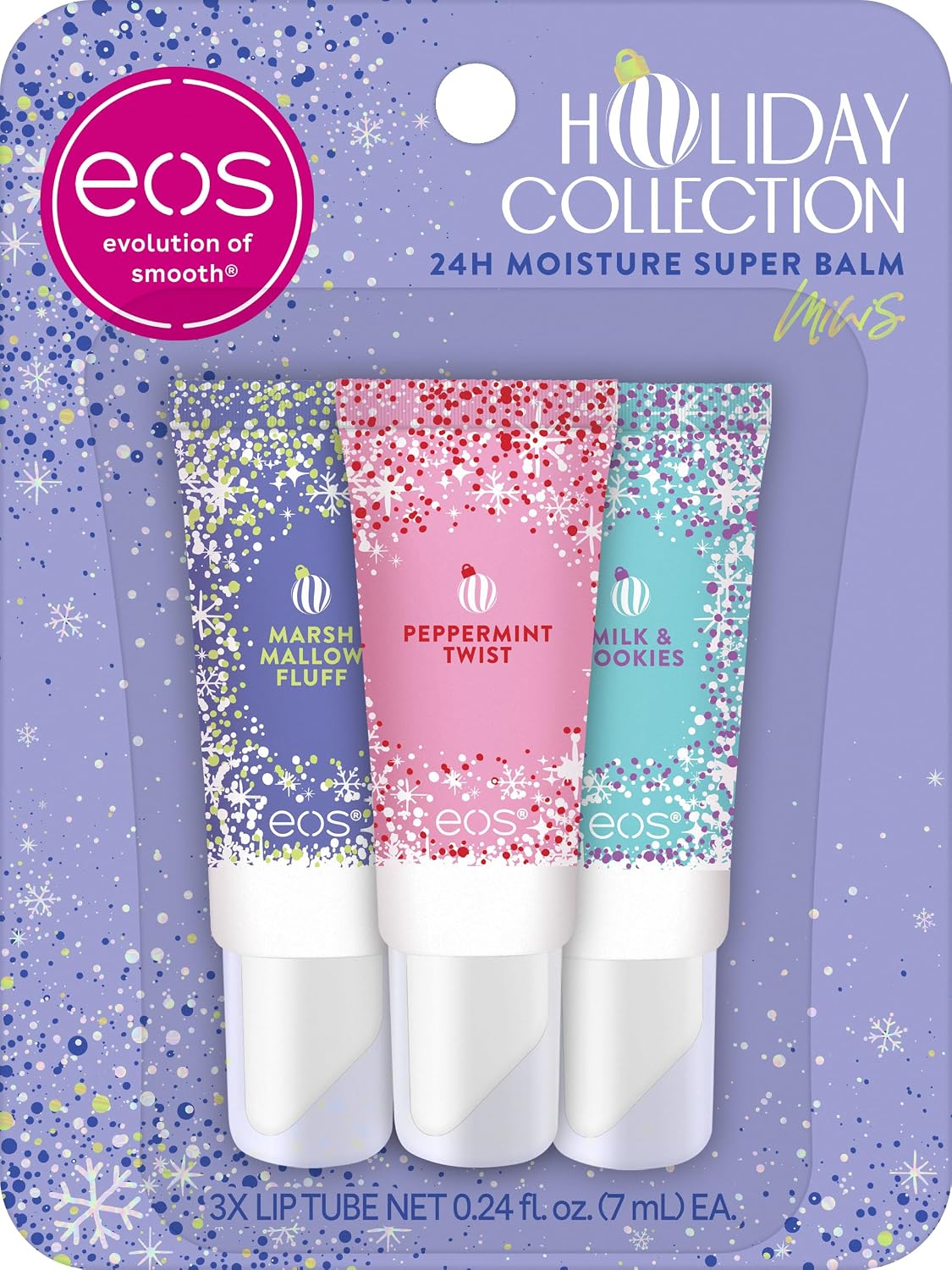 BÁLSAMO LABIAL EOS HOLIDAY 24H MOISTURE MINI SUPER BALM SET, PACK 3 UNIDADES - 1