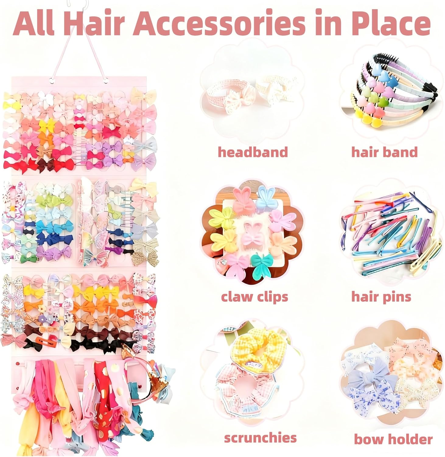 ORGANIZADOR DE MOÑOS PARA NIÑAS CON CAPACIDAD GRANDE COLOR ROSA - 3
