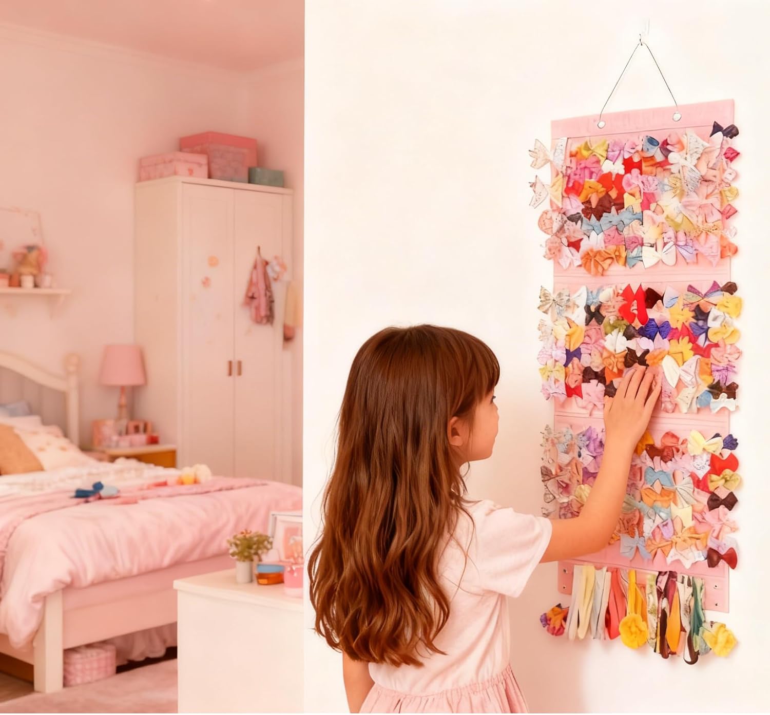 ORGANIZADOR DE MOÑOS PARA NIÑAS CON CAPACIDAD GRANDE COLOR ROSA - 5