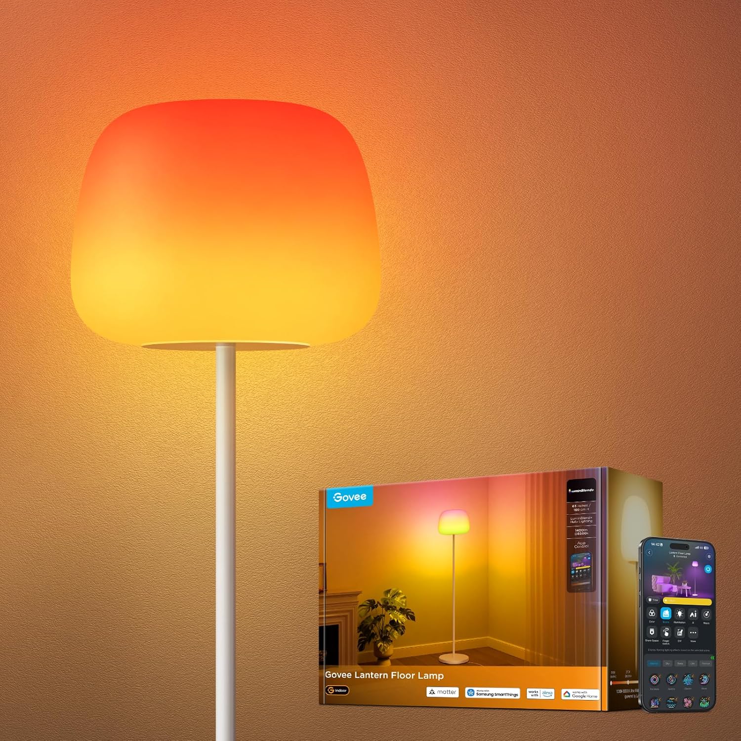 LÁMPARA DE PIE GOVEE LANTERN HALO GRADIENT RGBIC SMART CORNER MULTICOLOR - 1