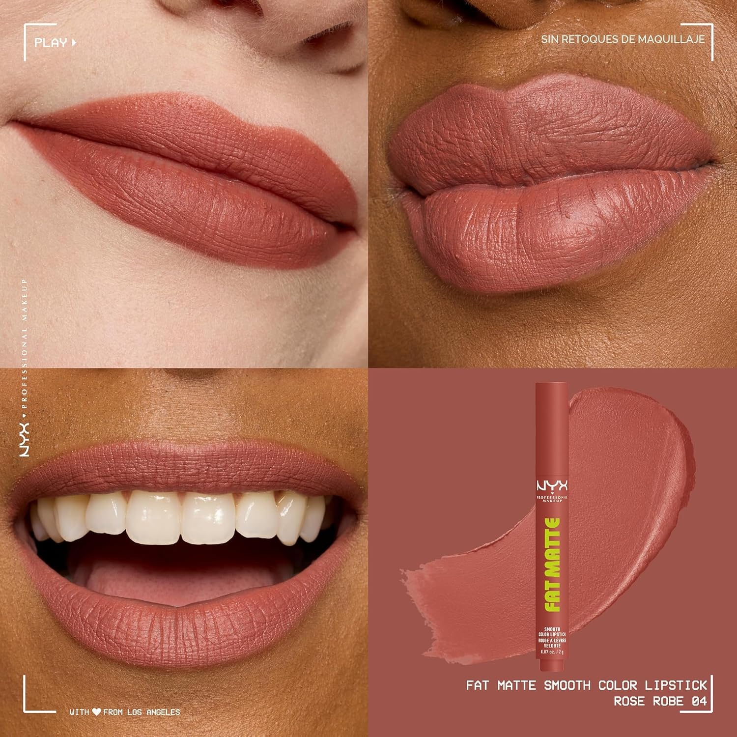 PINTALABIOS NYX PROFESSIONAL MAKEUP FAT MATTE LIPSTICK ROSE ROBE - 4