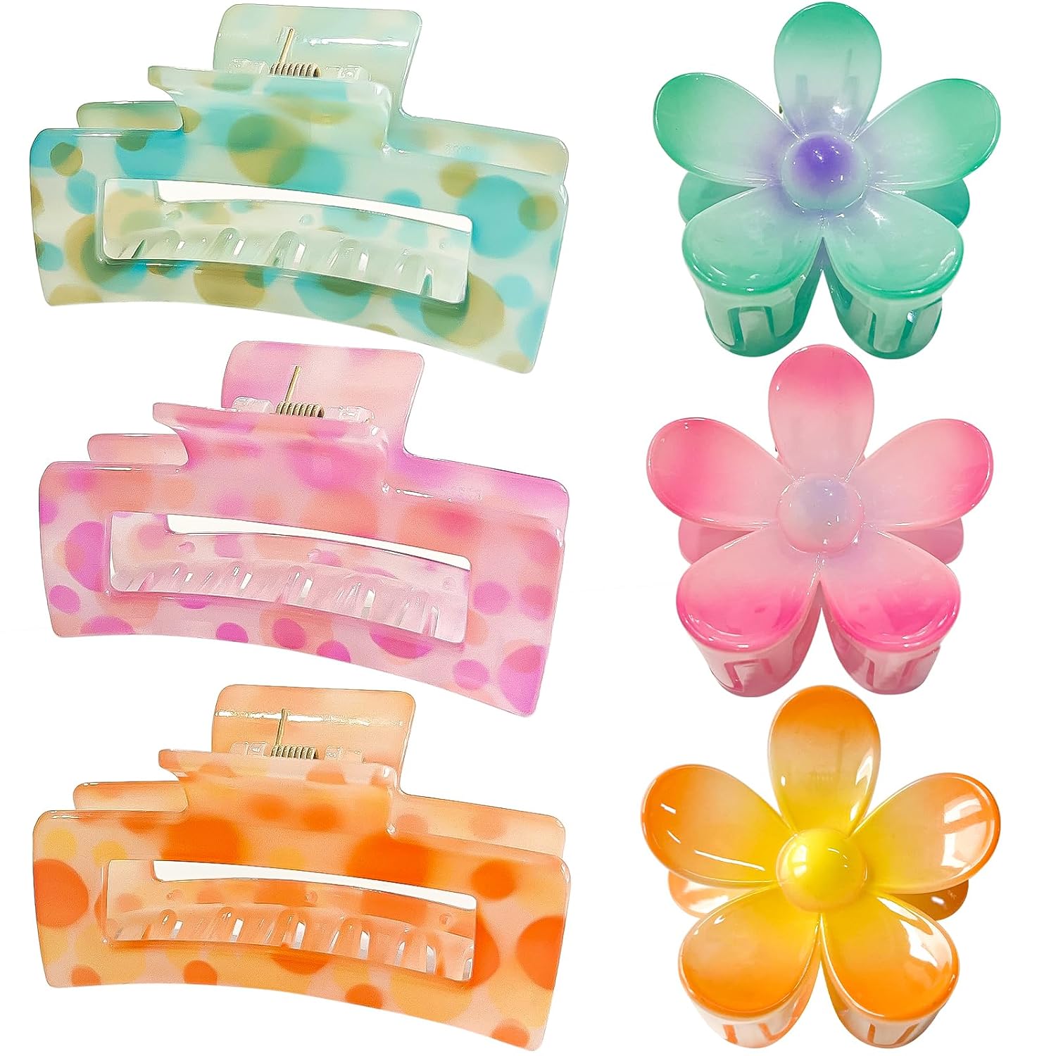SET DE ACCESORIOS PARA EL CABELLO GQLV CON PINZAS Y CLIPS FLORALES - 1