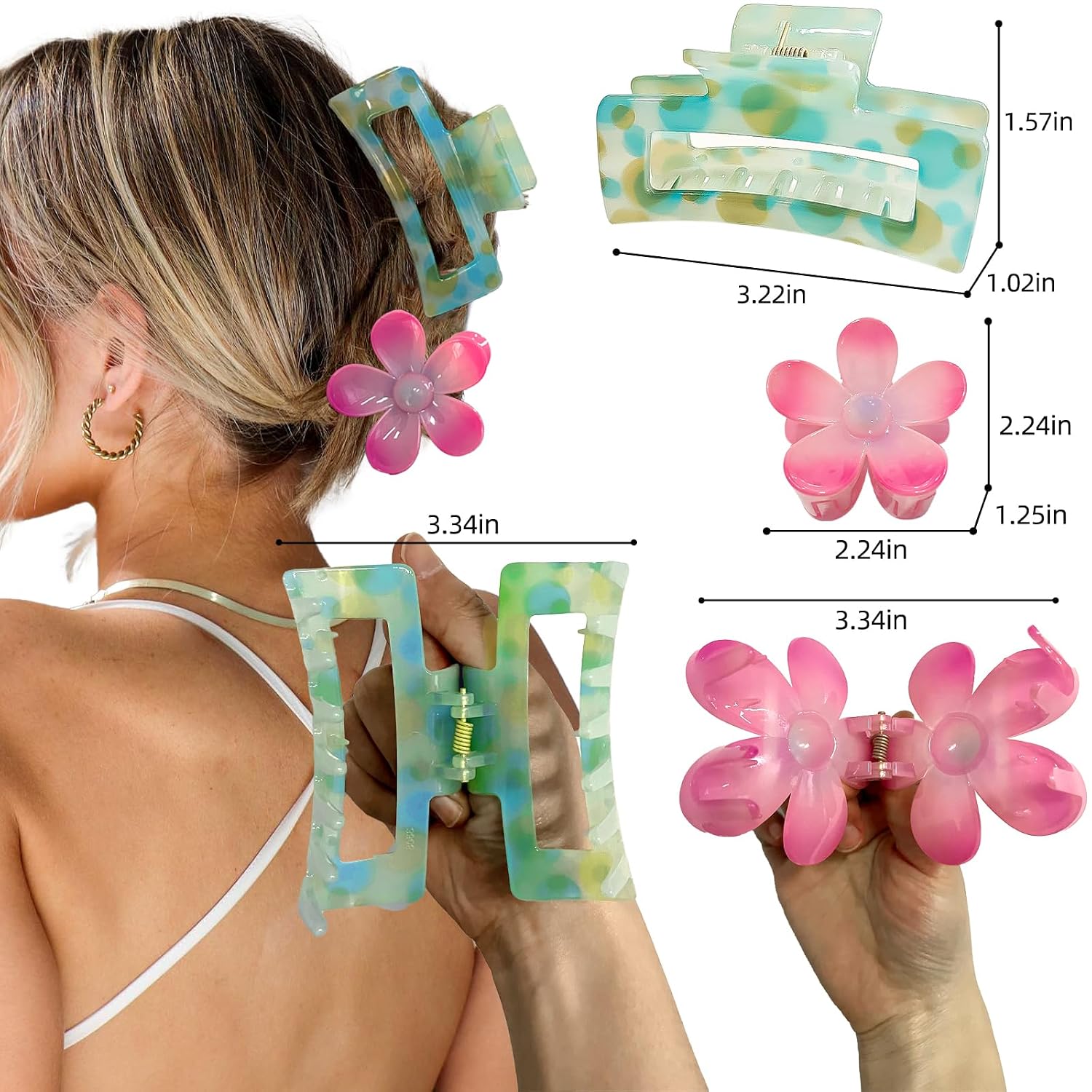 SET DE ACCESORIOS PARA EL CABELLO GQLV CON PINZAS Y CLIPS FLORALES - 2