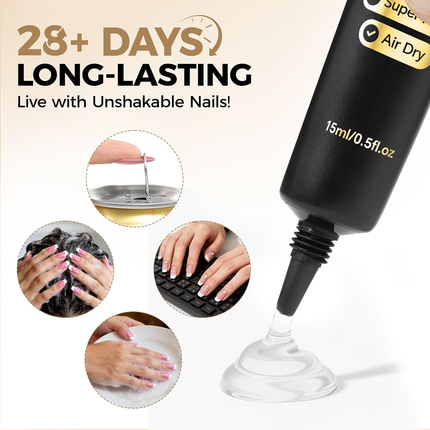 PEGAMENTO PARA UÑAS POSTIZAS UNA GELLA NAIL GLUE GEL STRONG 15G X 2 PIEZAS - 3