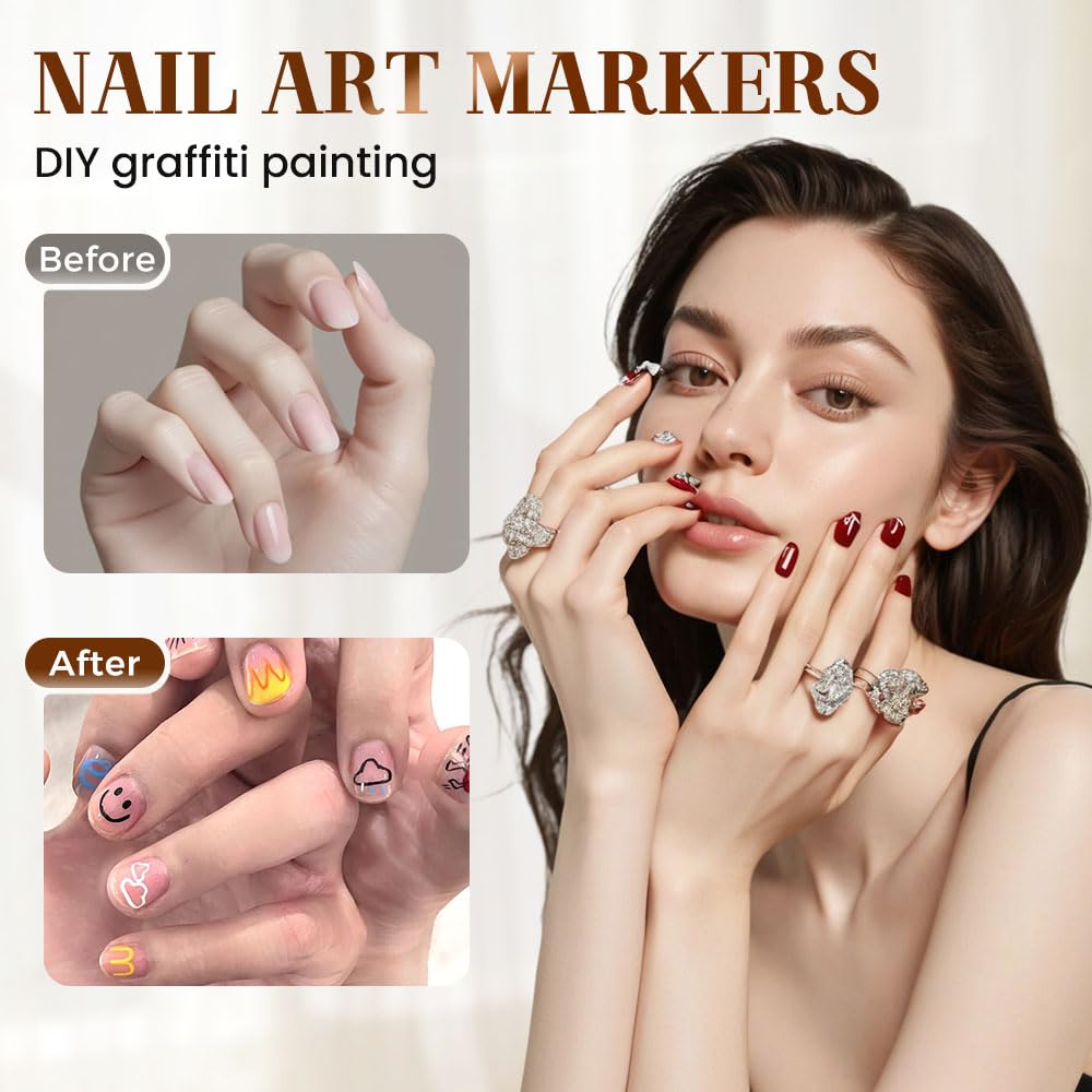 SET DE 12 MARCADORES PARA DECORACIÓN DE UÑAS NOGCAW CON PUNTA ULTRAFINA 0.5MM - 4