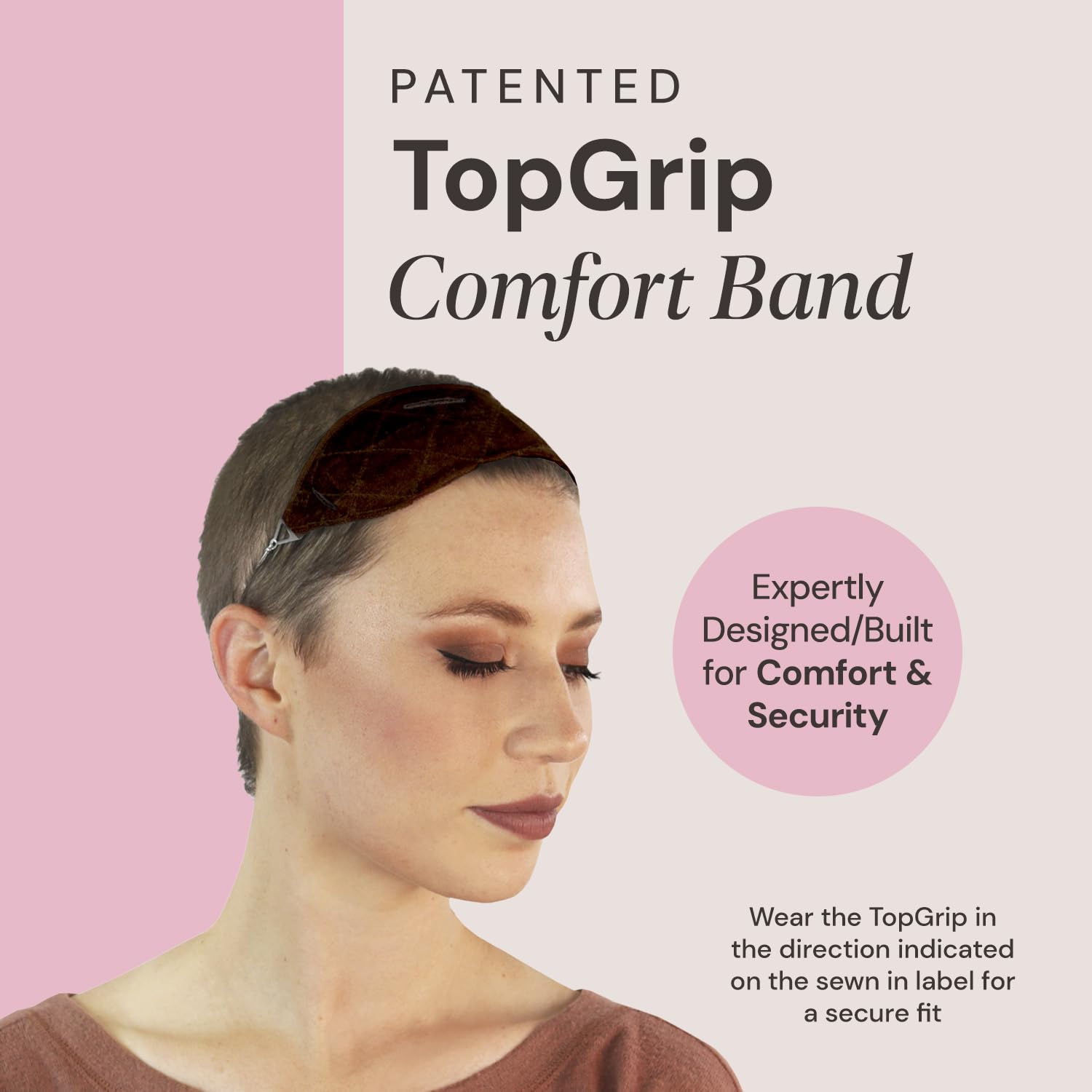 BANDA SUJETADORA TOPGRIP MILANO COLLECTION PARA PELUCAS Y POSTIZOS, TALLA GRANDE, COLOR MARRÓN - 2