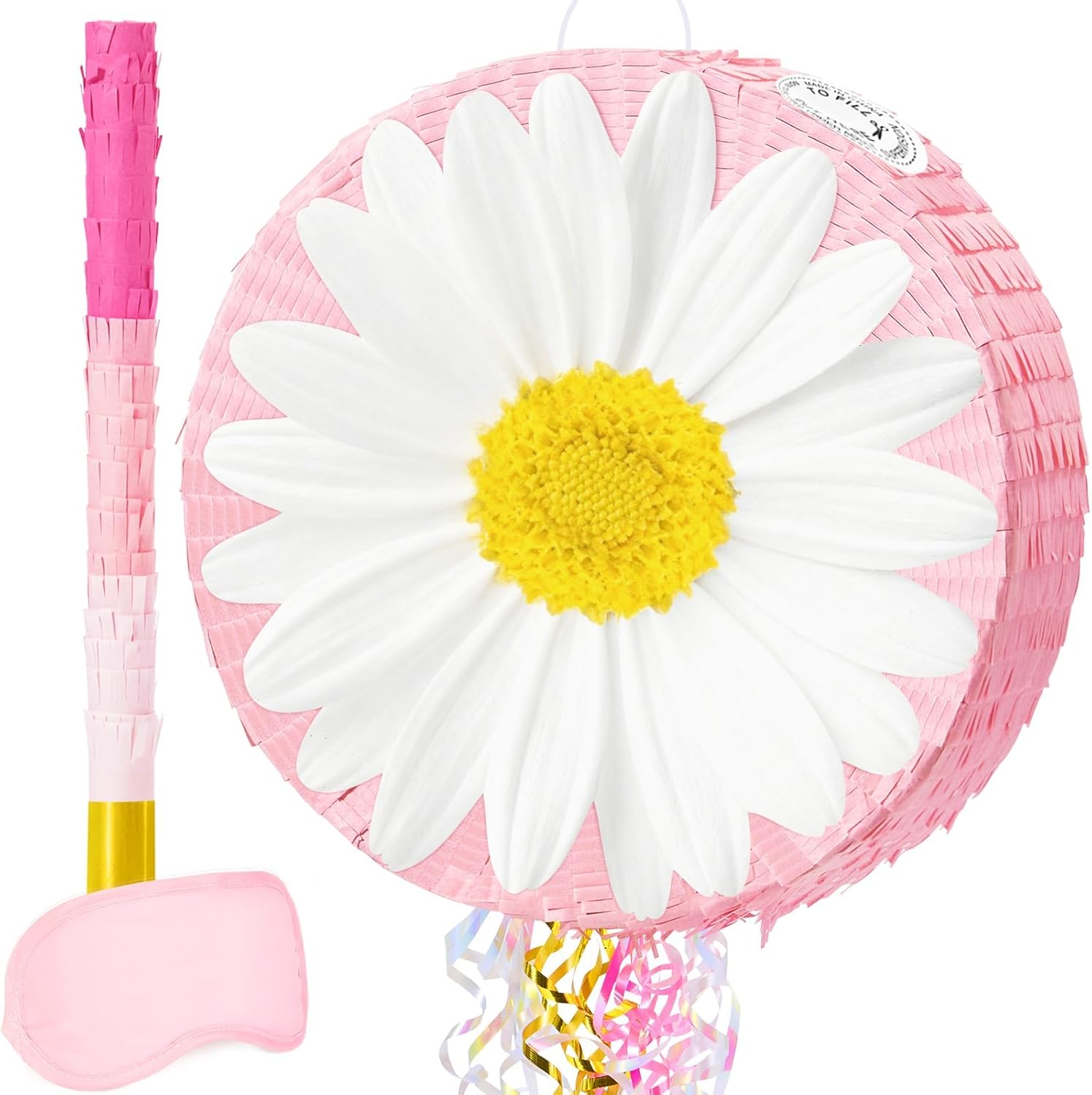 PIÑATA FLOR MARGARITA WERNNSAI ROSA CON BASTÓN Y ANTIFAZ - 1