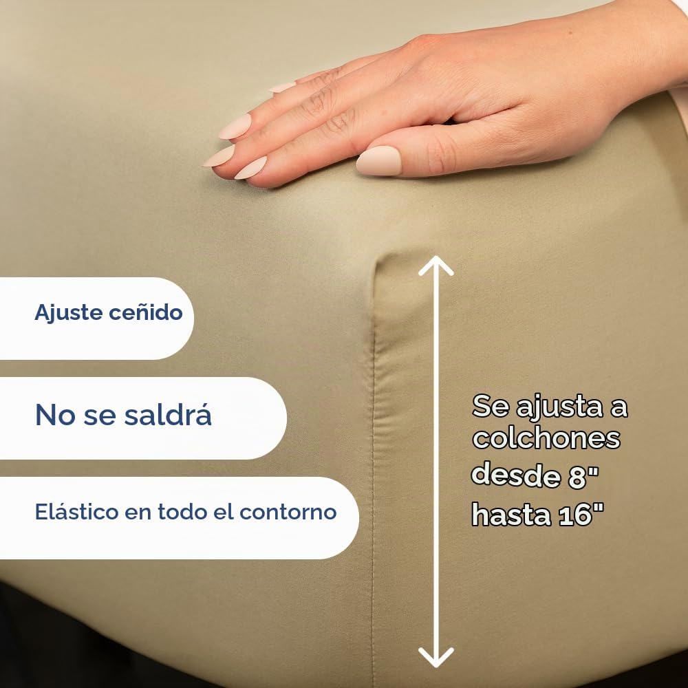 JUEGO DE SÁBANAS SPLIT KING 5 PIEZAS CGK UNLIMITED BEIGE - 3
