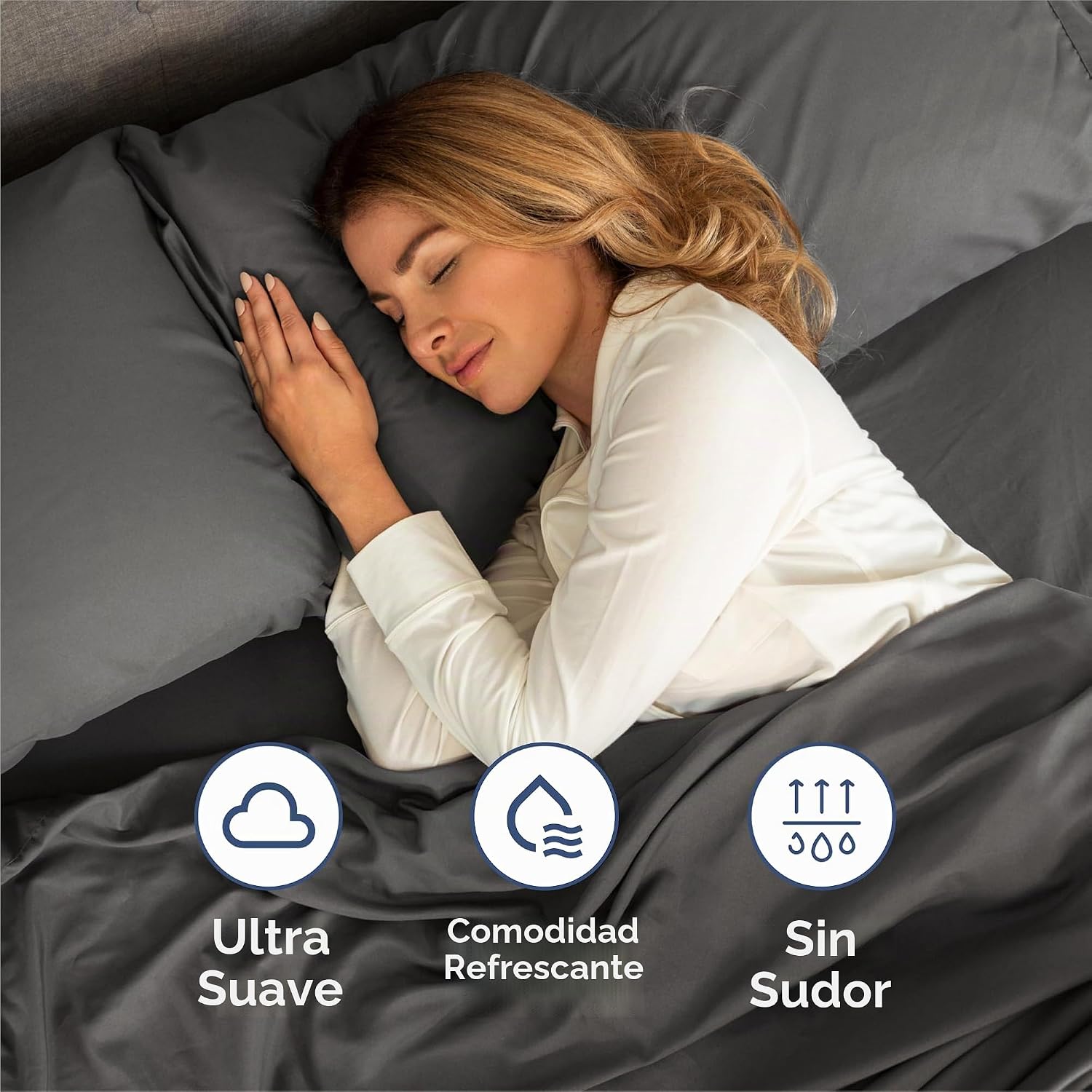 JUEGO DE SÁBANAS SPLIT KING 5 PIEZAS MICROFIBRA CHARCOAL - 4
