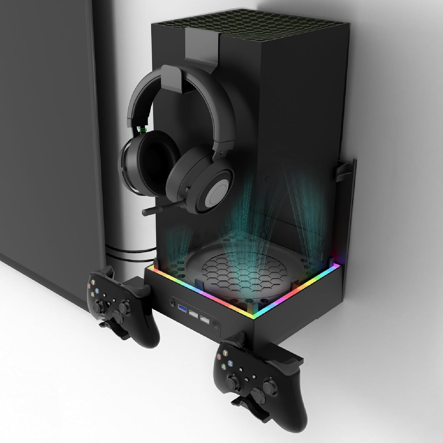 SOPORTE DE PARED CON VENTILADOR PARA XBOX SERIES X JDGPOKOO 4 EN 1 - 1