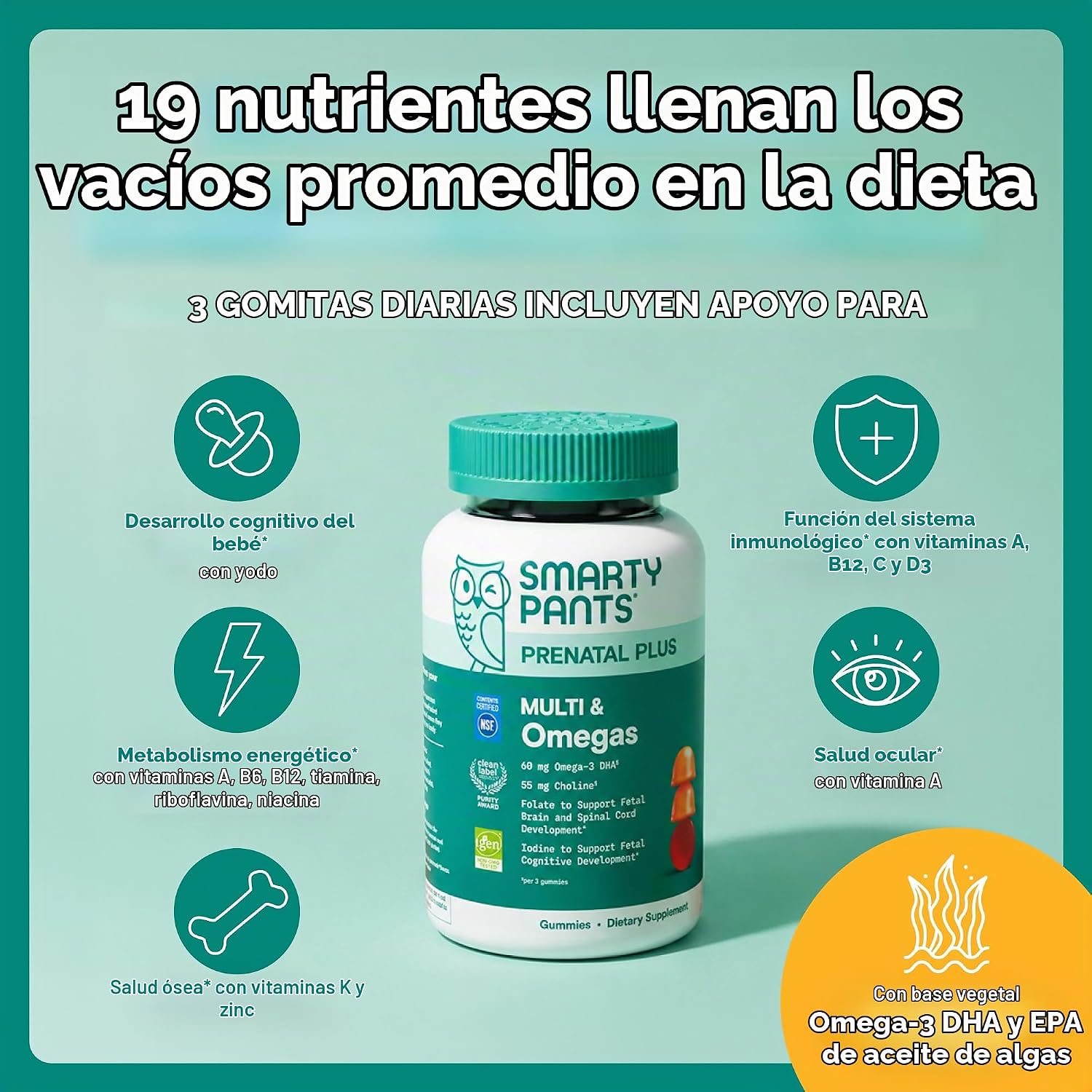 VITAMINAS PRENATALES SMARTYPANTS GOMITAS MULTIVITAMÍNICO 90 UNIDADES - 3