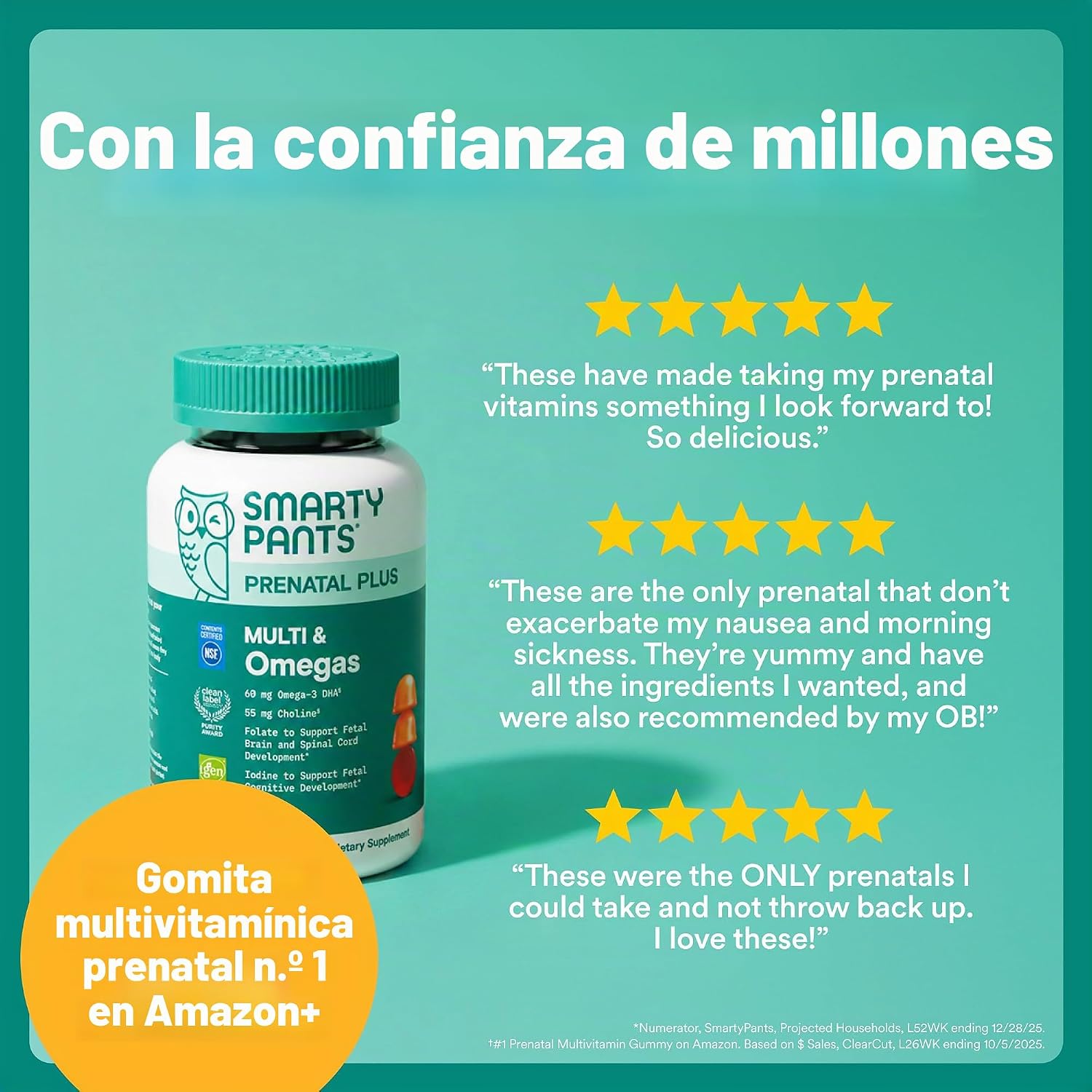 VITAMINAS PRENATALES SMARTYPANTS GOMITAS MULTIVITAMÍNICO 90 UNIDADES - 4