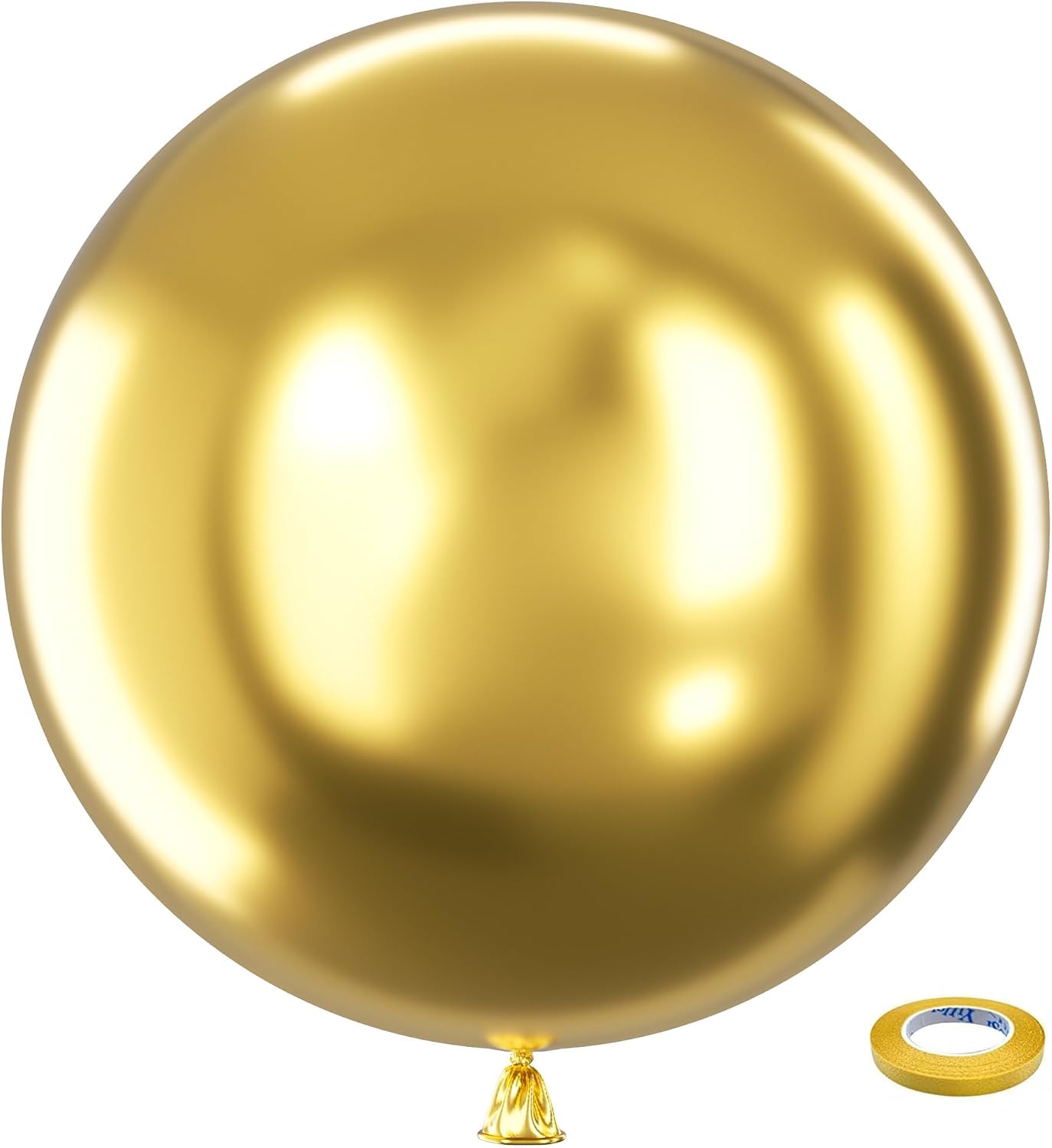 GLOBOS DE LÁTEX REDONDOS DORADOS METALIZADOS BEZENTE 36 PULGADAS 8 UNIDADES - 1