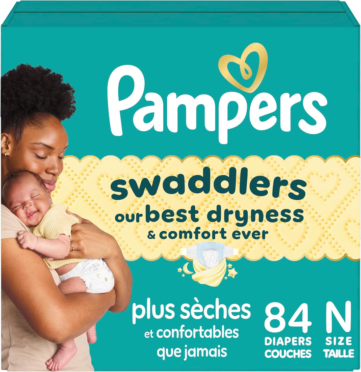 PAÑALES PAMPERS SWADDLERS RECIÉN NACIDO TALLA RN 84 UNIDADES - 1