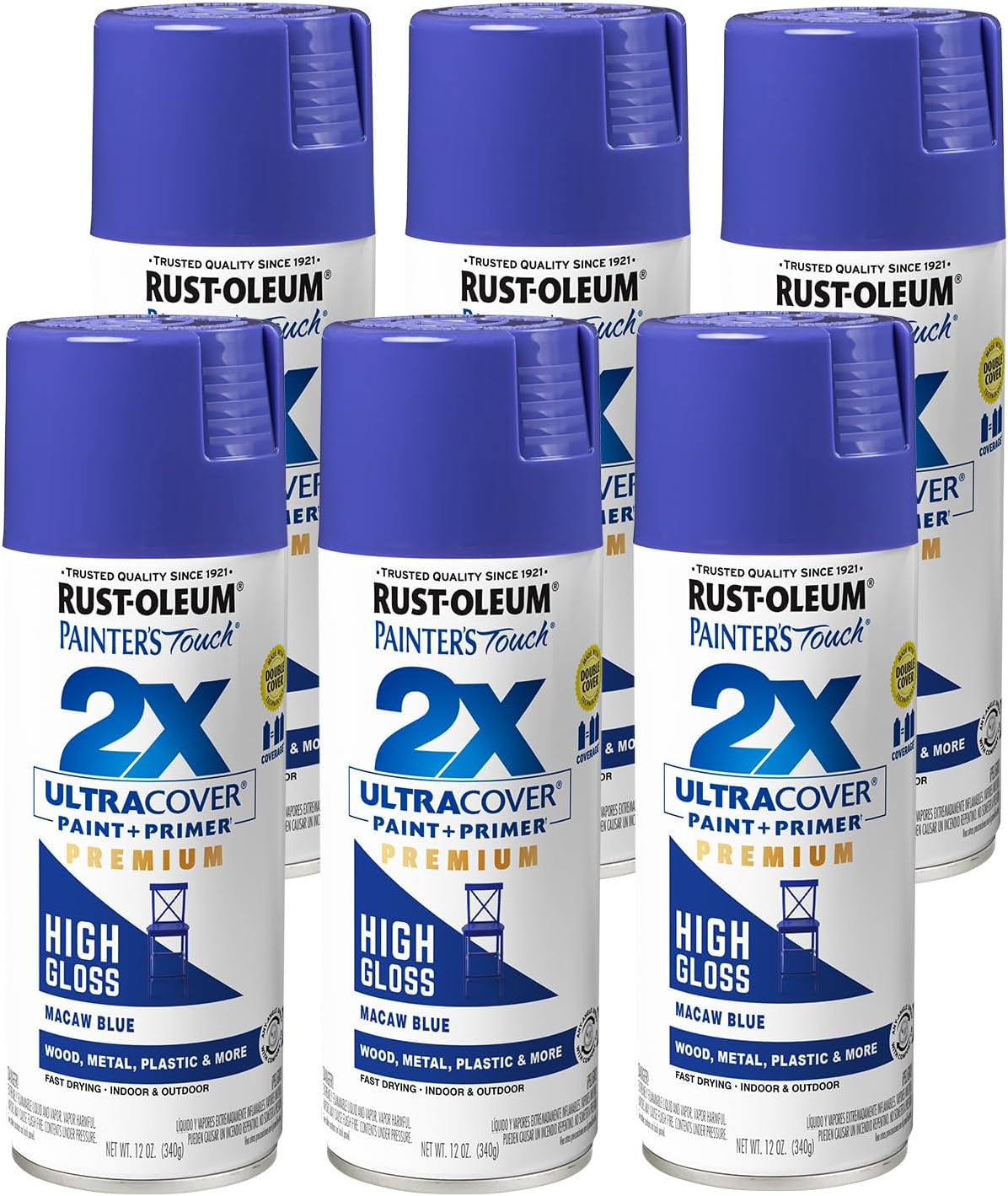 PINTURA EN SPRAY RUST-OLEUM PAINTER'S TOUCH 2X ULTRA COVER 12 OZ AZUL MACAW BRILLO PACK 6 - 1