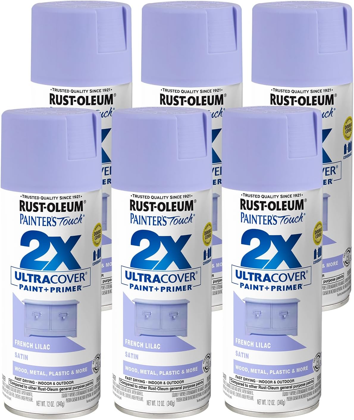 PINTURA EN SPRAY RUST-OLEUM PAINTER'S TOUCH 2X ULTRA COVER 12 OZ LILA FRANCÉS SATINADO PACK 6 - 1