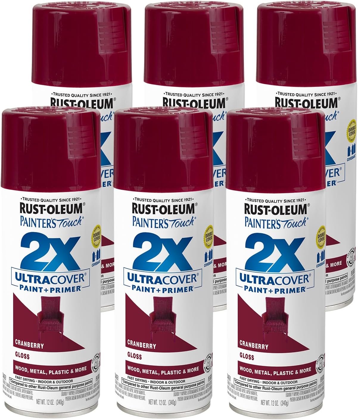PINTURA EN SPRAY RUST-OLEUM PAINTER'S TOUCH 2X ULTRA COVER 12 OZ ROJO CRANBERRY - 1