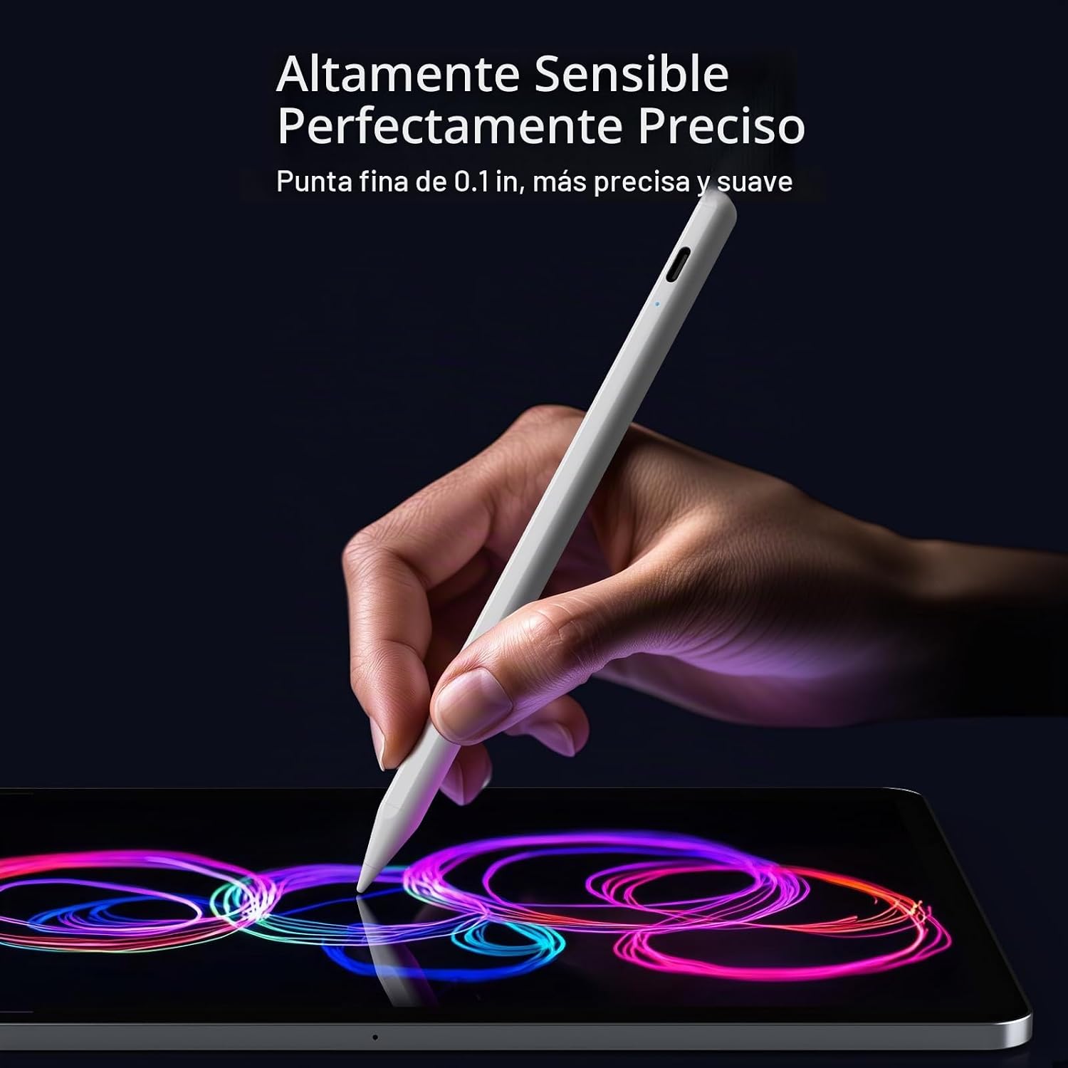 LÁPIZ STYLUS JAMJAKE PARA IPAD 6ª A 11ª GENERACIÓN CARGA RÁPIDA RECHAZO DE PALMA BLANCO - 2