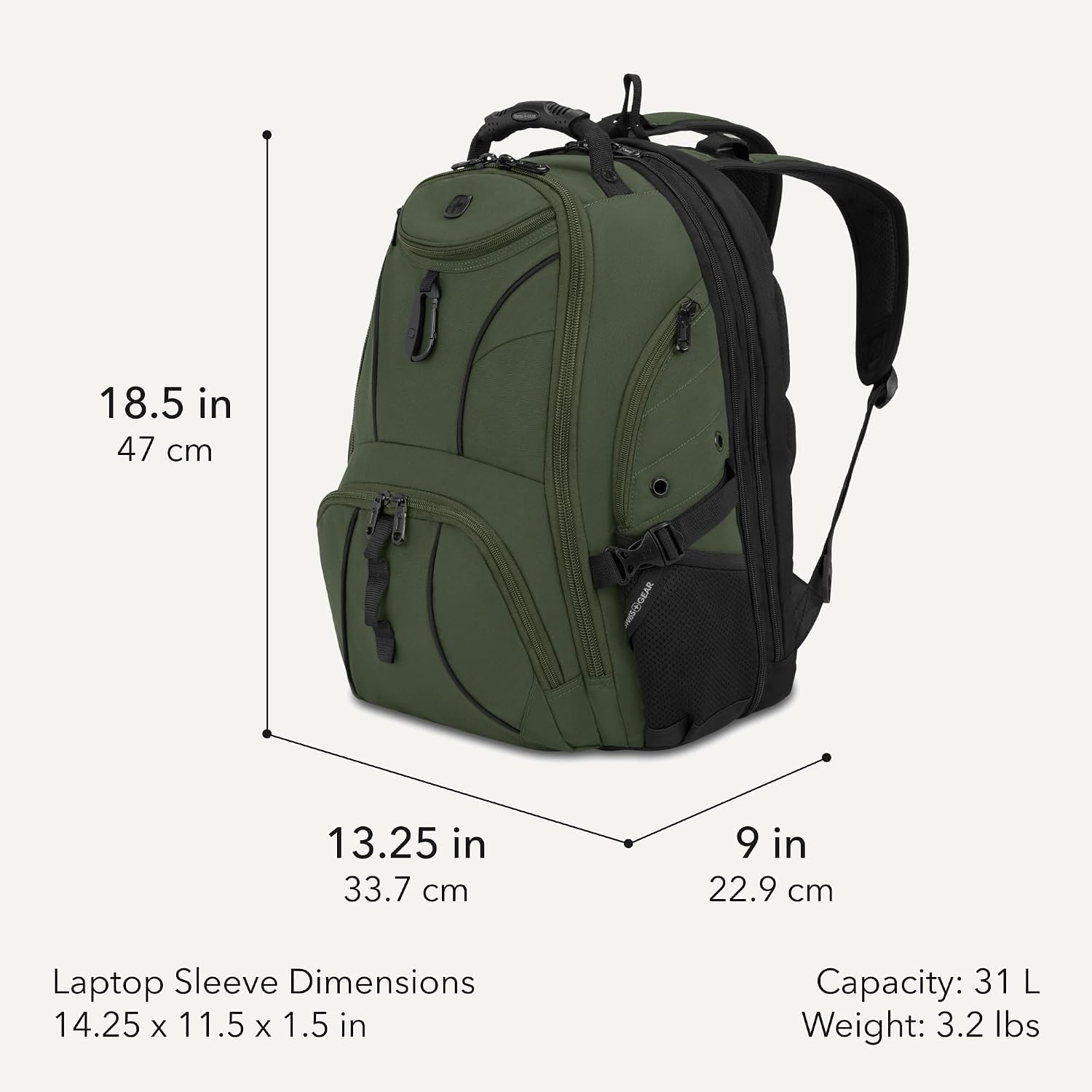 SET DE VIAJE SWISSSGEAR SION MALETA EXPANDIBLE CON MOCHILA SCANSMART 2 PIEZAS VERDE - 2