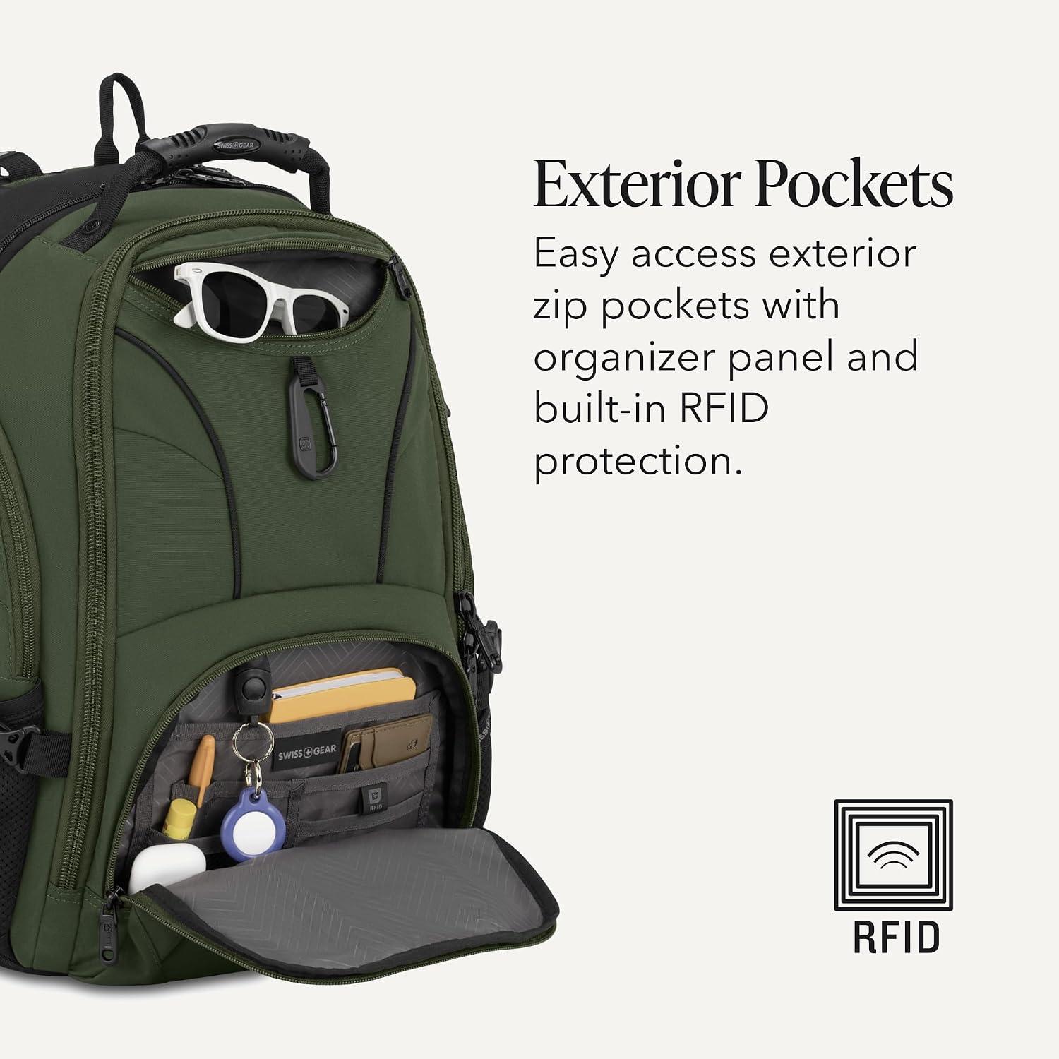 SET DE VIAJE SWISSSGEAR SION MALETA EXPANDIBLE CON MOCHILA SCANSMART 2 PIEZAS VERDE - 5