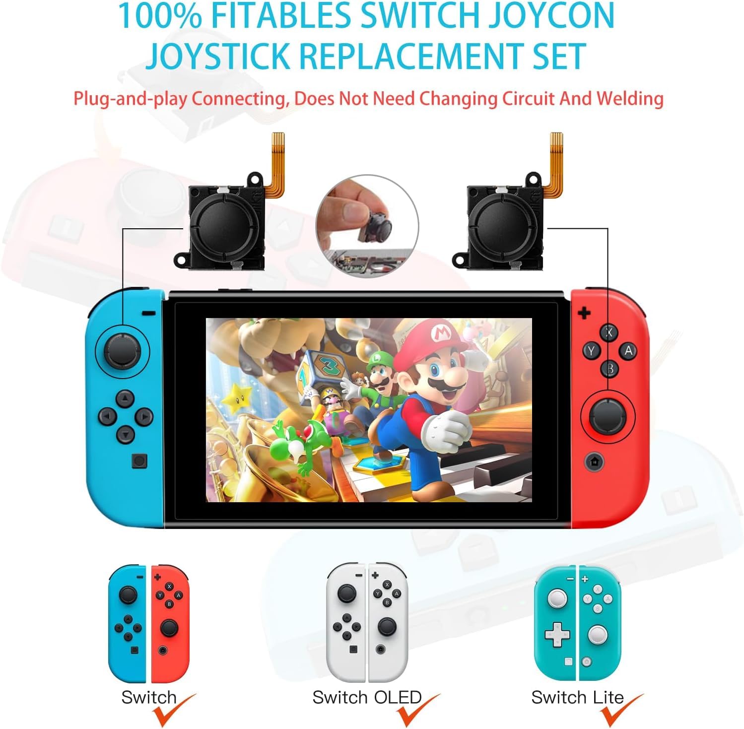 JOYSTICK DE REEMPLAZO GULIKIT TMR PARA NINTENDO SWITCH JOY-CON, PACK DE 2 UNIDADES - 2